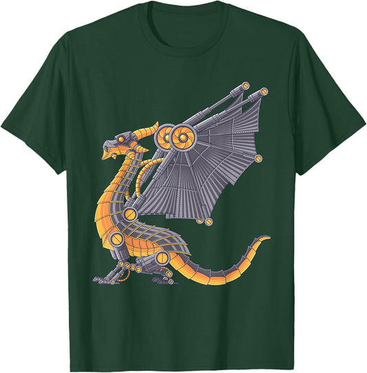 Steampunk Dragon Mechanical Gears Fantasy Industrial Goth T-Shirt - T-Shirt | Forest