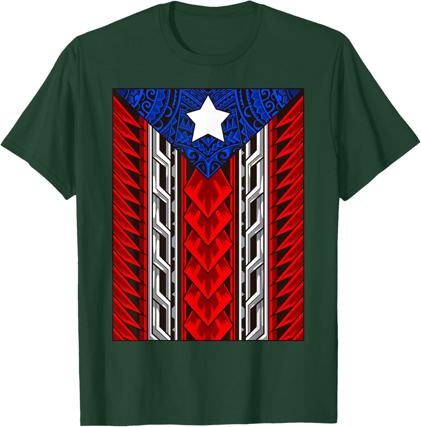 Puerto Rican Tribal Flag - Modern Boricua - Puerto Rico T-Shirt - T-Shirt | Forest
