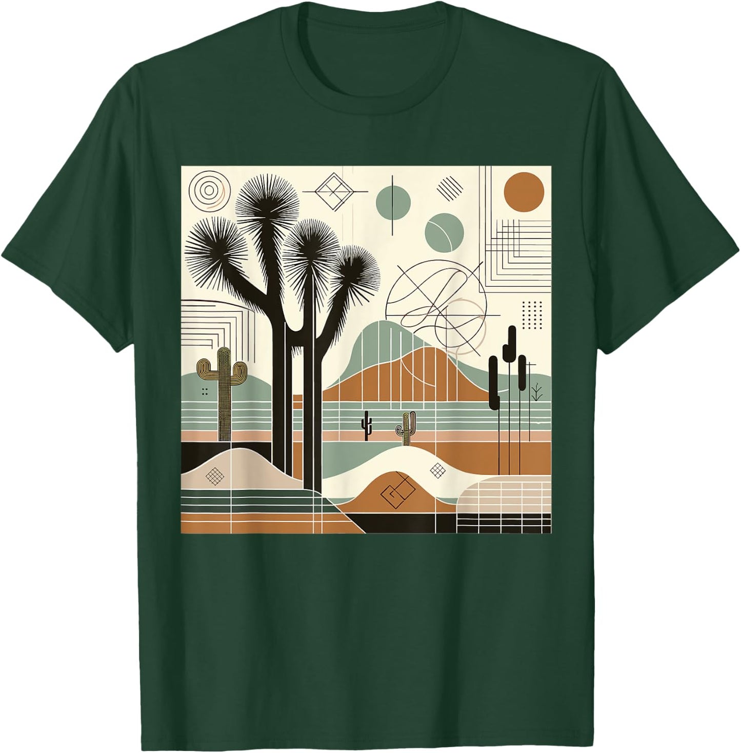 Joshua Tree National Park Line Art Vintage Hiking Camping T-Shirt - T-Shirt | Forest