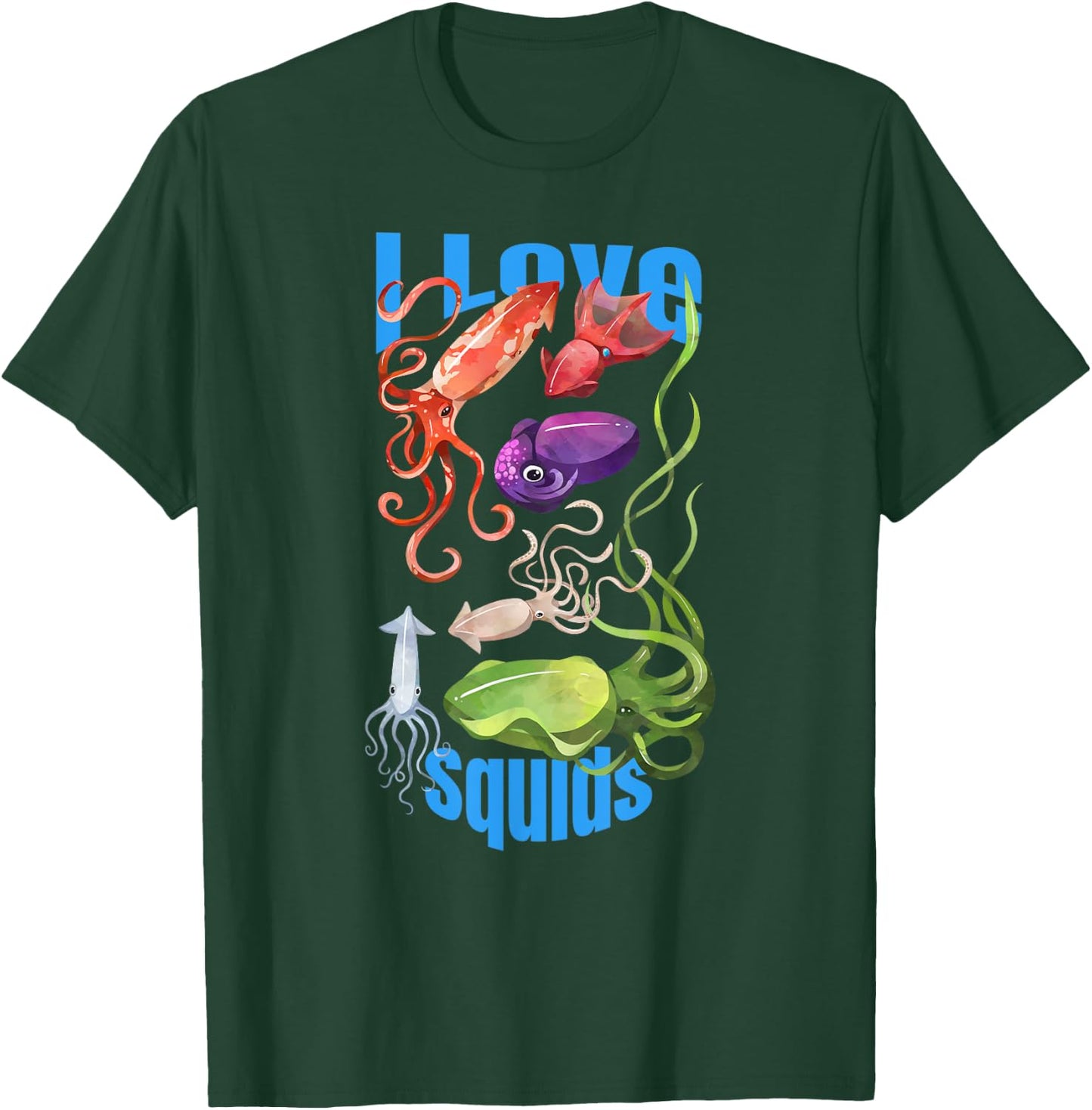 I Love Squids octopus cephalopod ocean summer kawaii cute Men Women Girls Kids T-Shirt - T-Shirt | Forest