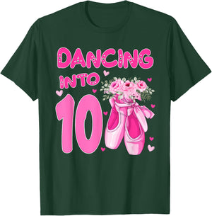 Ballet Dancing Into 10th Birthday Ballerina 10 Year Old Bday T-Shirt - T-Shirt | Forest