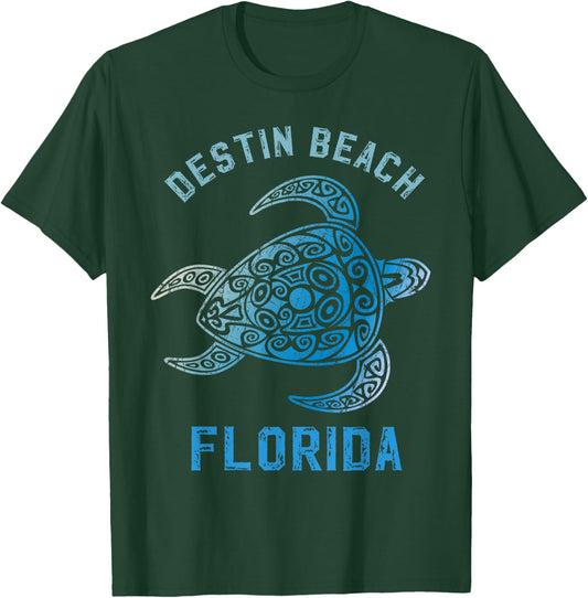 Destin Beach Florida FL Sunshine State Ocean Turle Tribe T-Shirt - T-Shirt | Forest