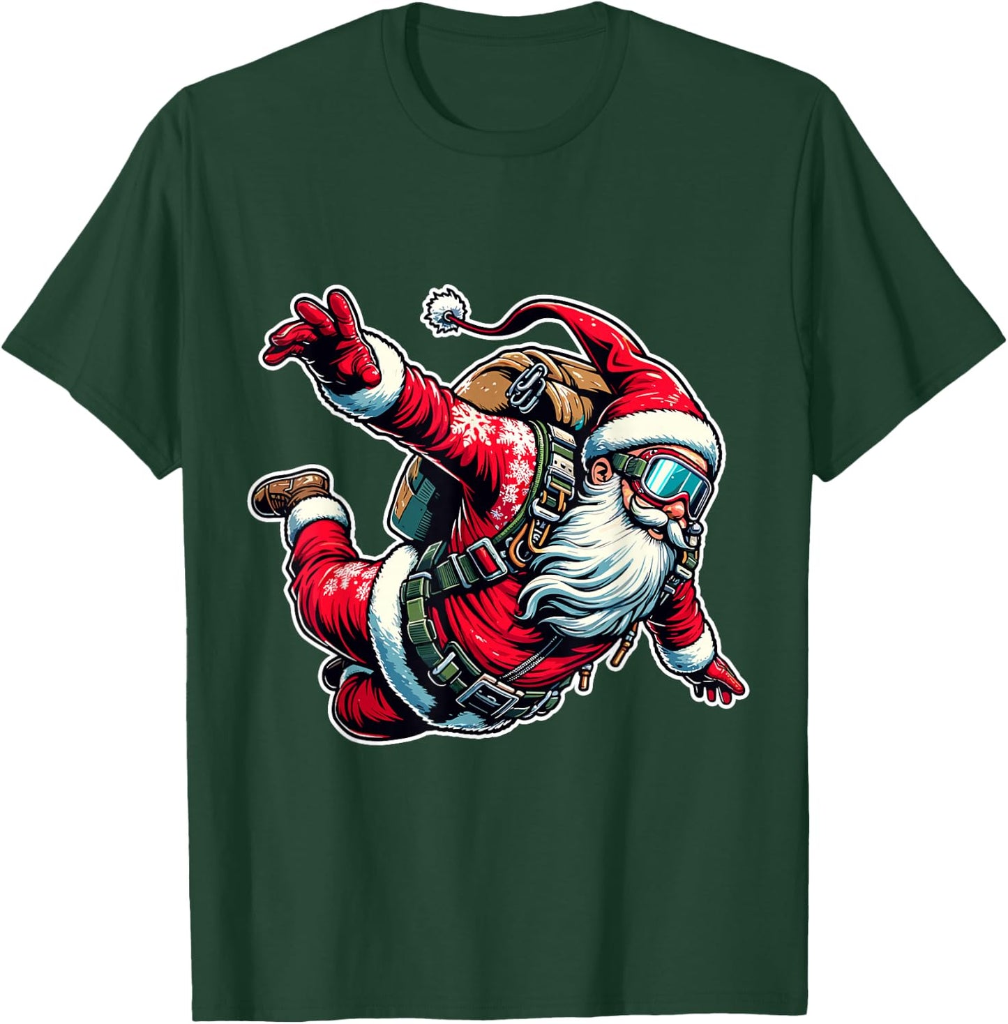 Skydiving Parachuting Funny Christmas Santa Free Flying Fall T-Shirt - T-Shirt | Forest