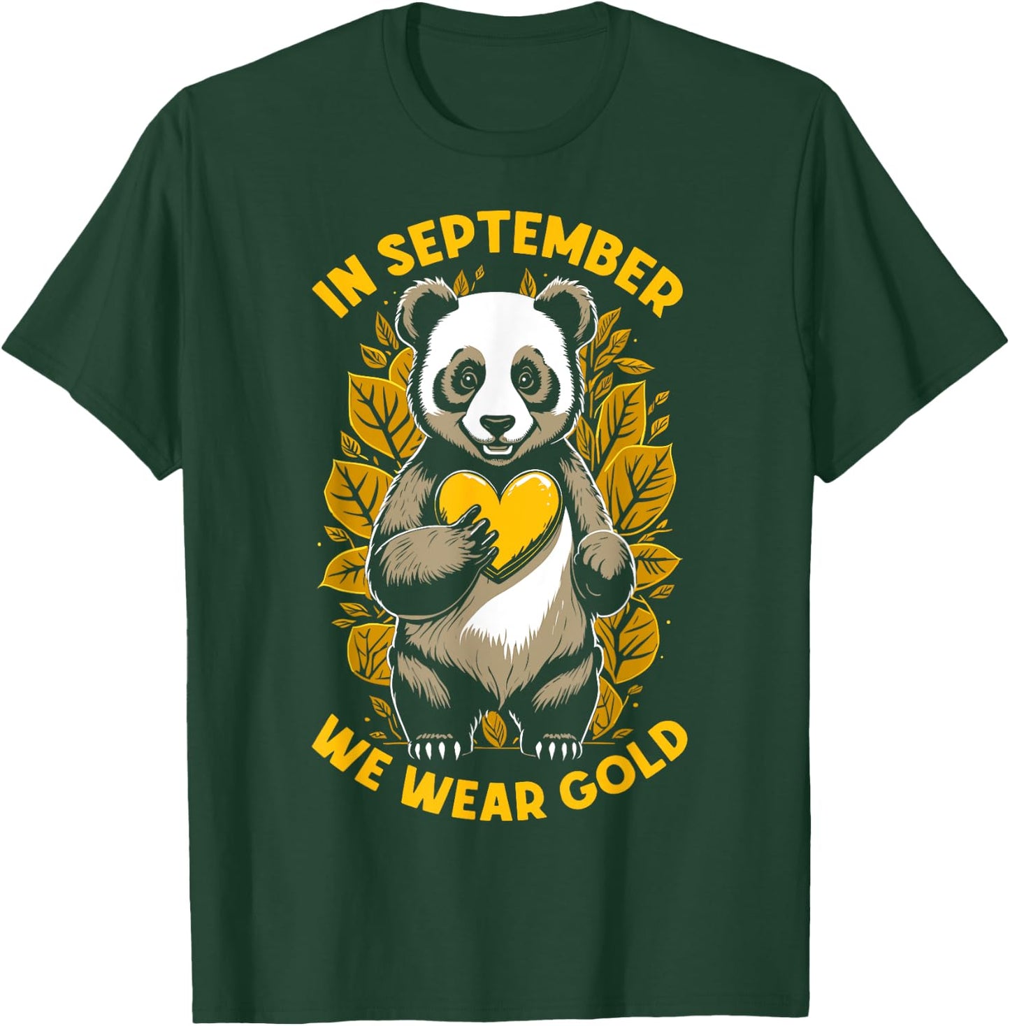 In September We Wear Gold Childhood Cancer Awareness Panda T-Shirt - T-Shirt | Forest