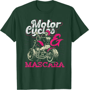 Moto Rider Women Girls Gift Motorcycles And Mascara Biker T-Shirt - T-Shirt | Forest