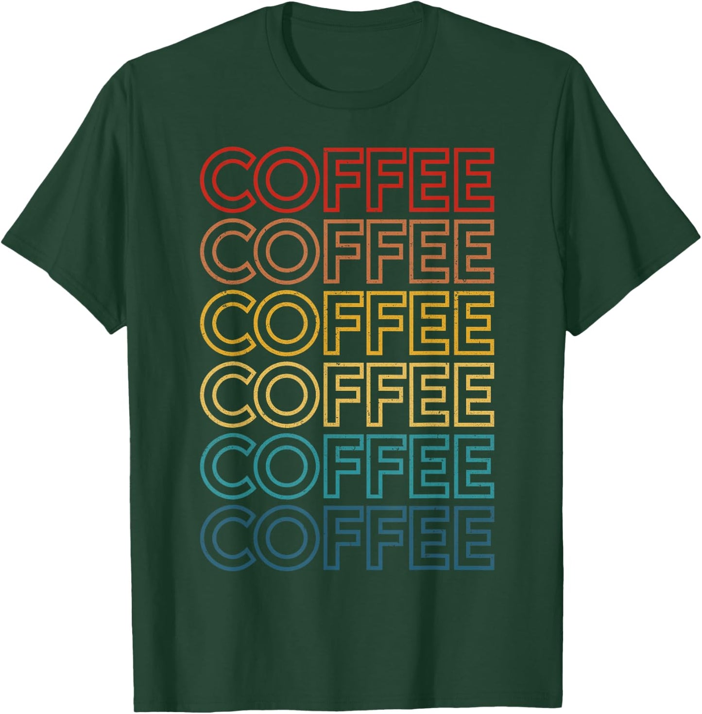Retro Coffee Repeat Design for Caffeine Lovers Addicts T-Shirt - T-Shirt | Forest