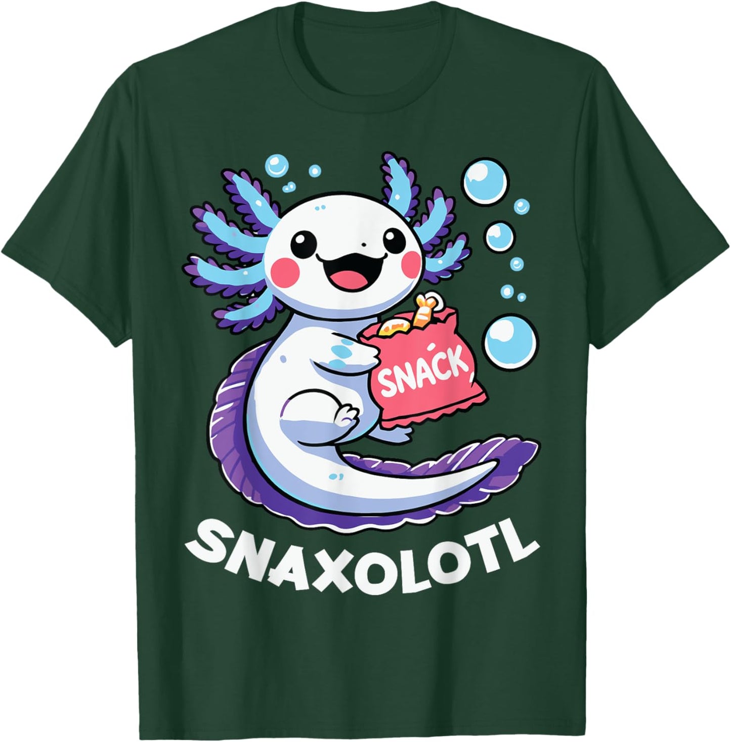 Snaxolotl Axolotl Kawaii Anime Funny Women Men Kids Snacks T-Shirt - T-Shirt | Forest