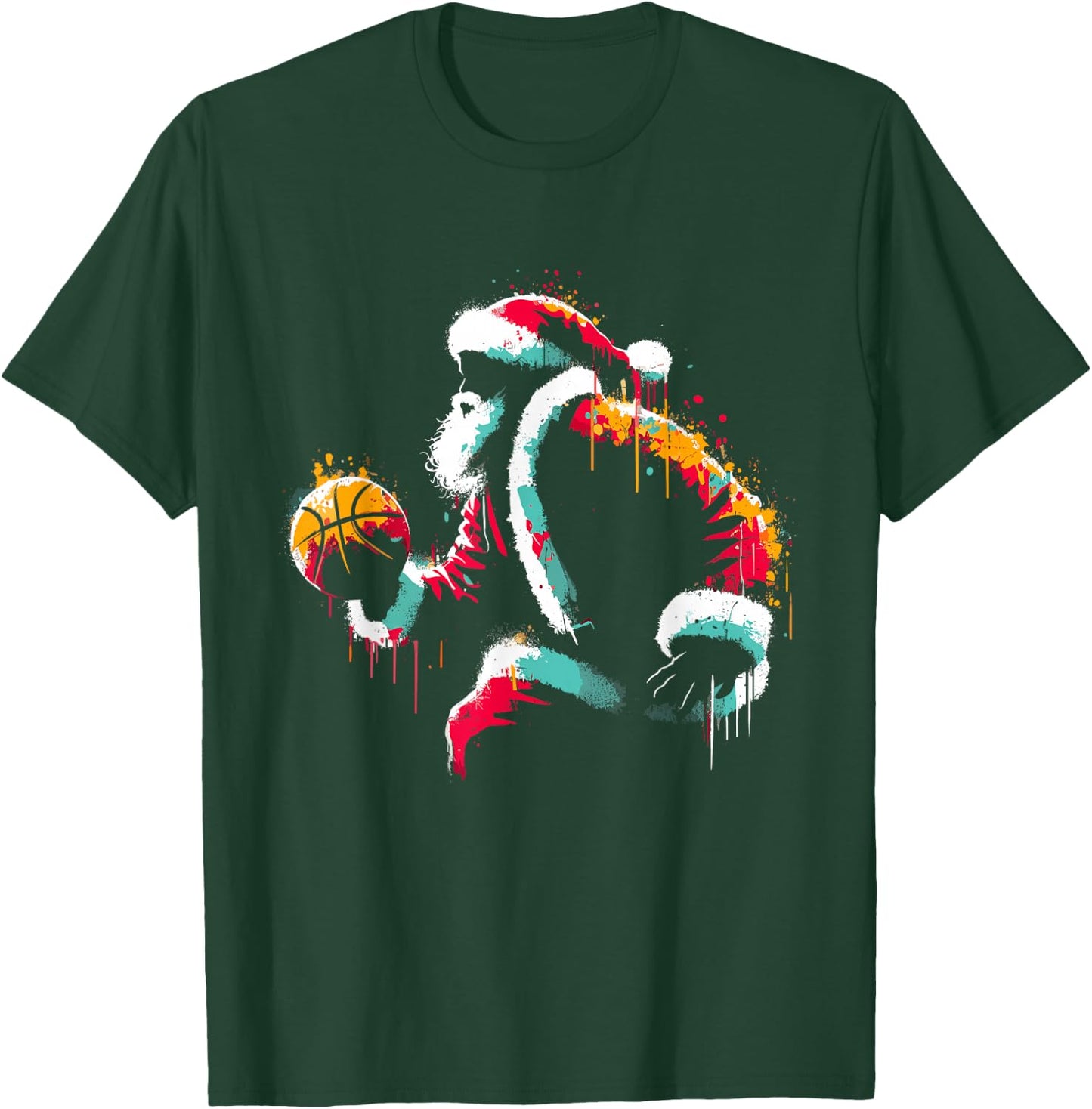 Santa Claus Basketball - Vintage Christmas Costume Lover T-Shirt - T-Shirt | Forest