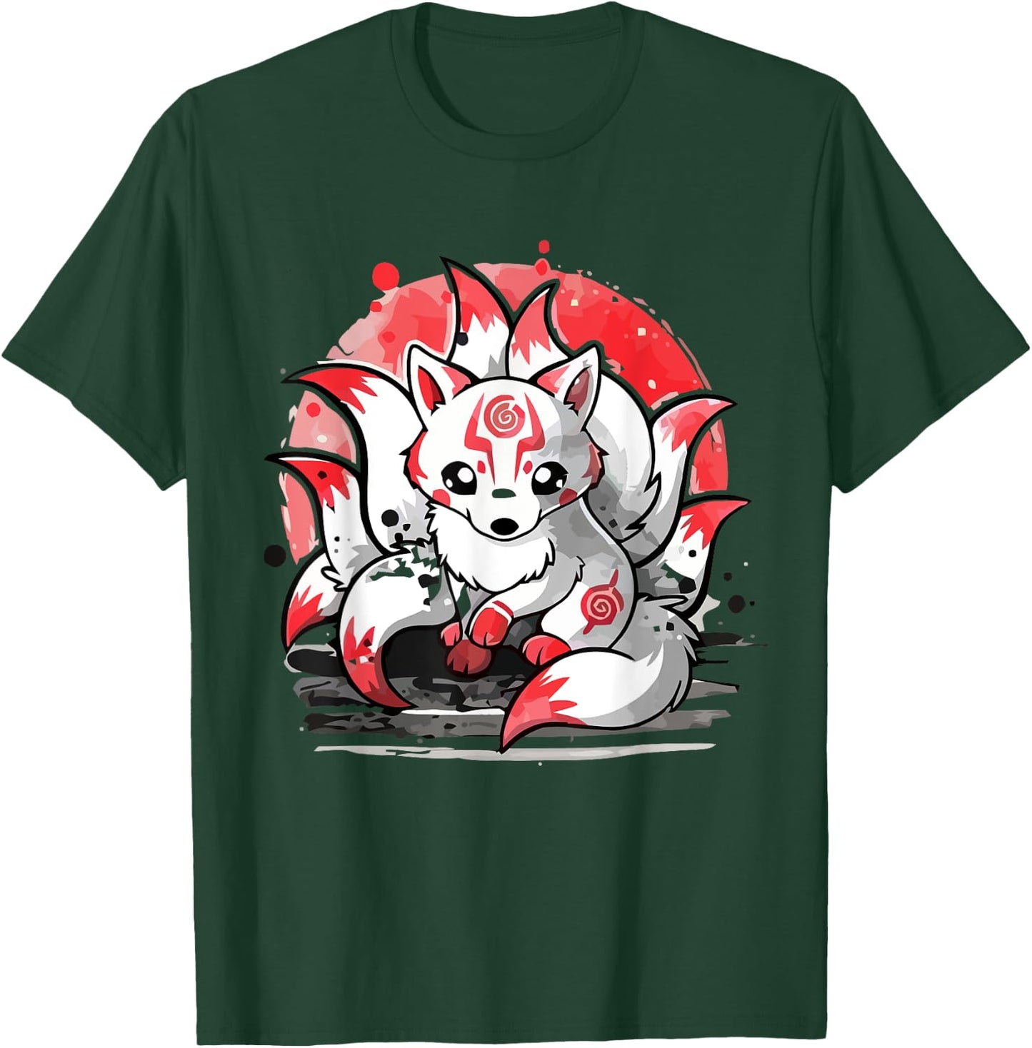 Laughing nine-tails Kitsune Japanese Fox Kids Teens Girls T-Shirt - T-Shirt | Forest