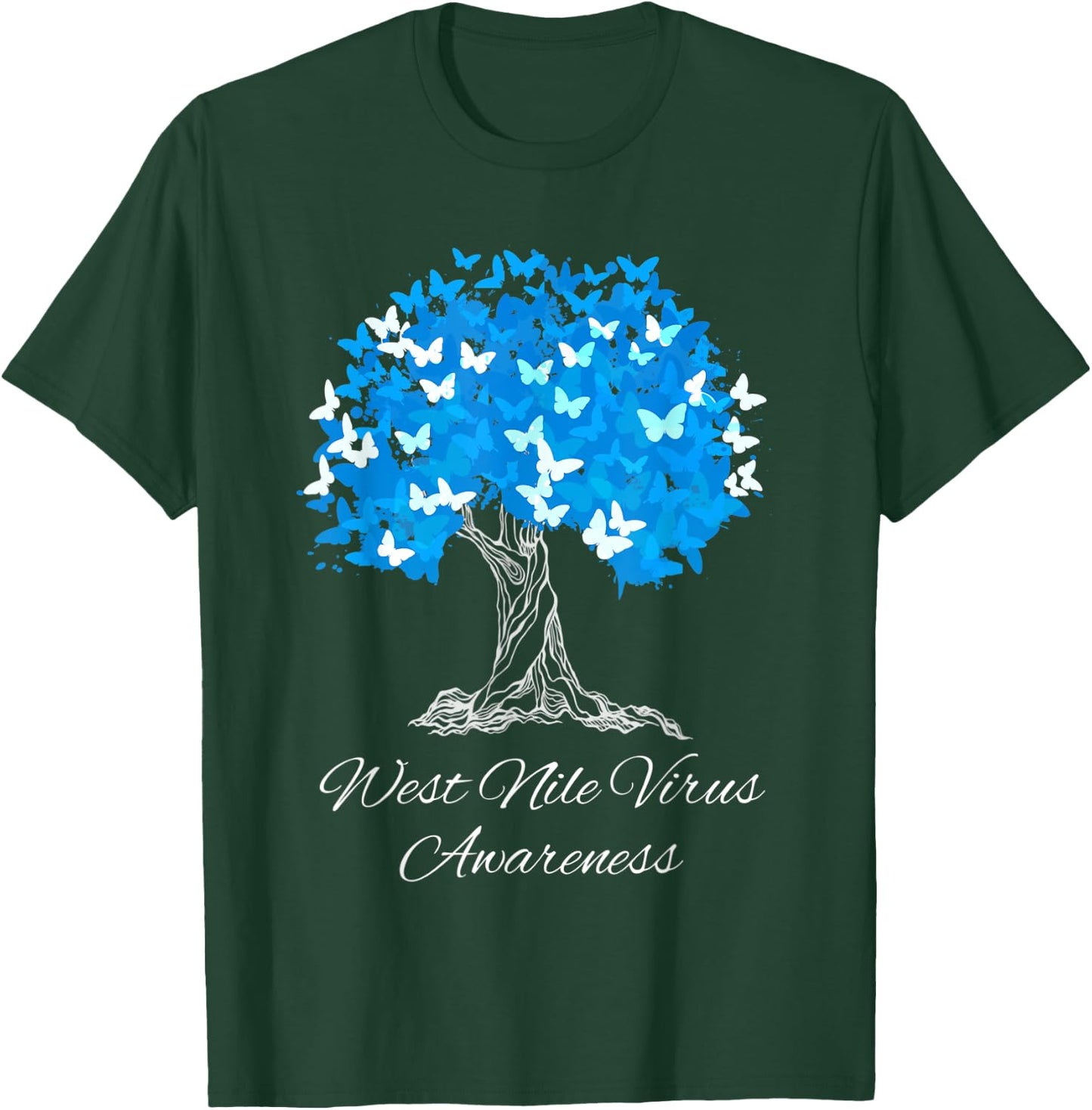 West Nile Virus Awareness Tree With Butterflies Support T-Shirt - T-Shirt | Forest