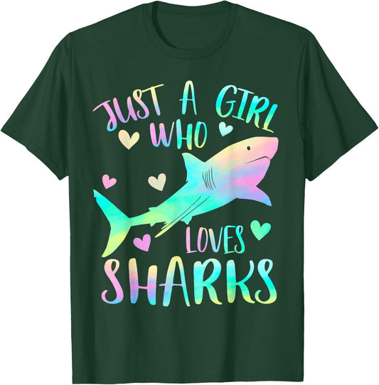 Just a Girl Who Loves Sharks Cute Shark Lover Girls Themed T-Shirt - T-Shirt | Forest