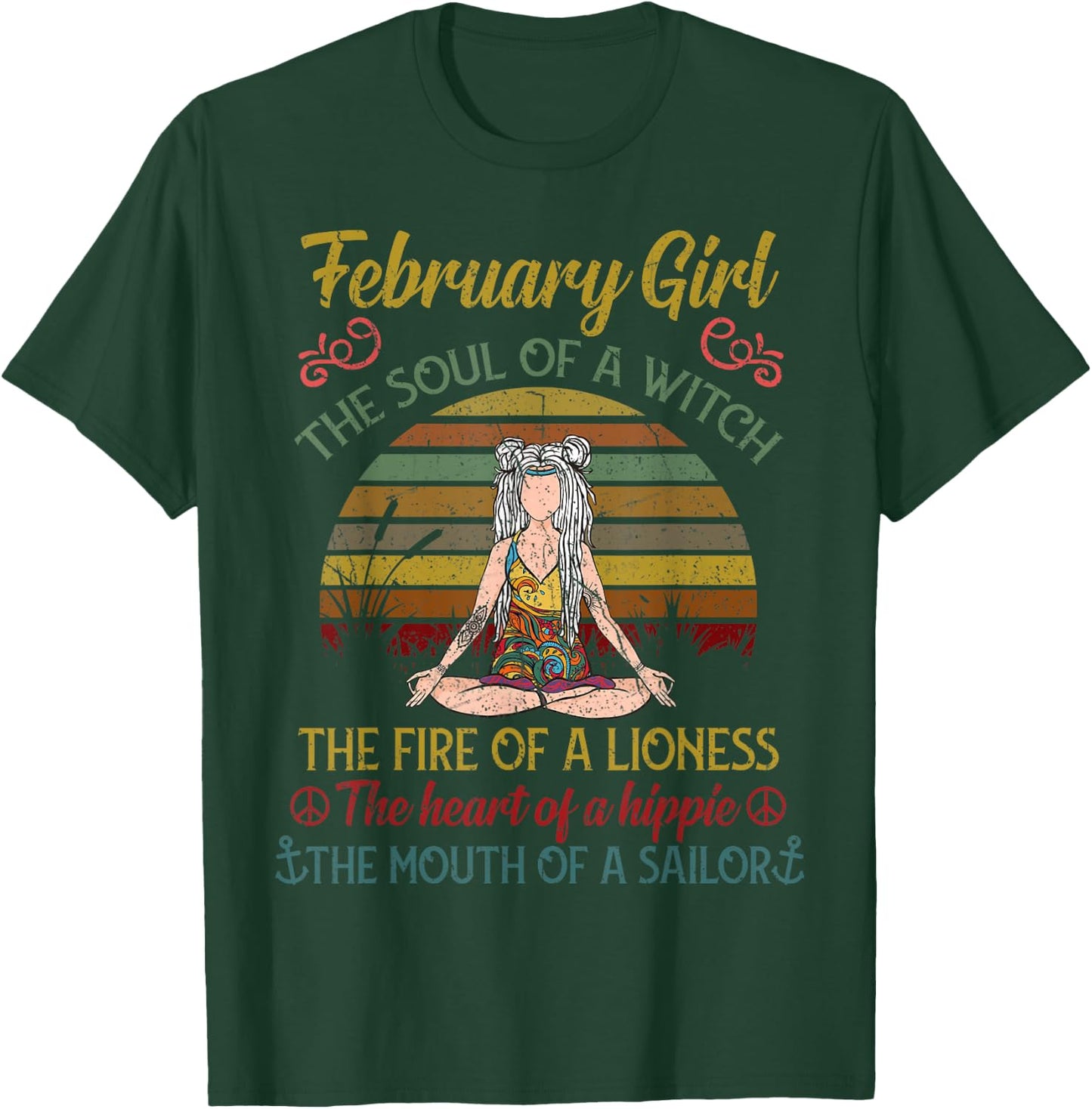 February Girl The Soul of A Witch Vintage February Birthday T-Shirt - T-Shirt | Forest
