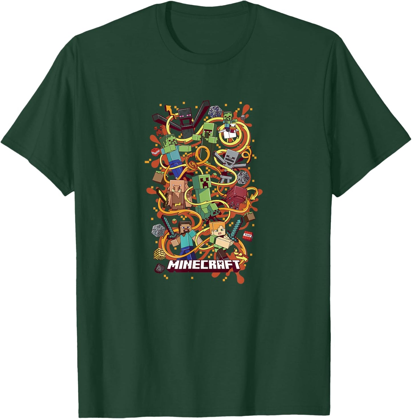 Minecraft Group Shot Funtage Arrow Composition T-Shirt - T-Shirt | Forest