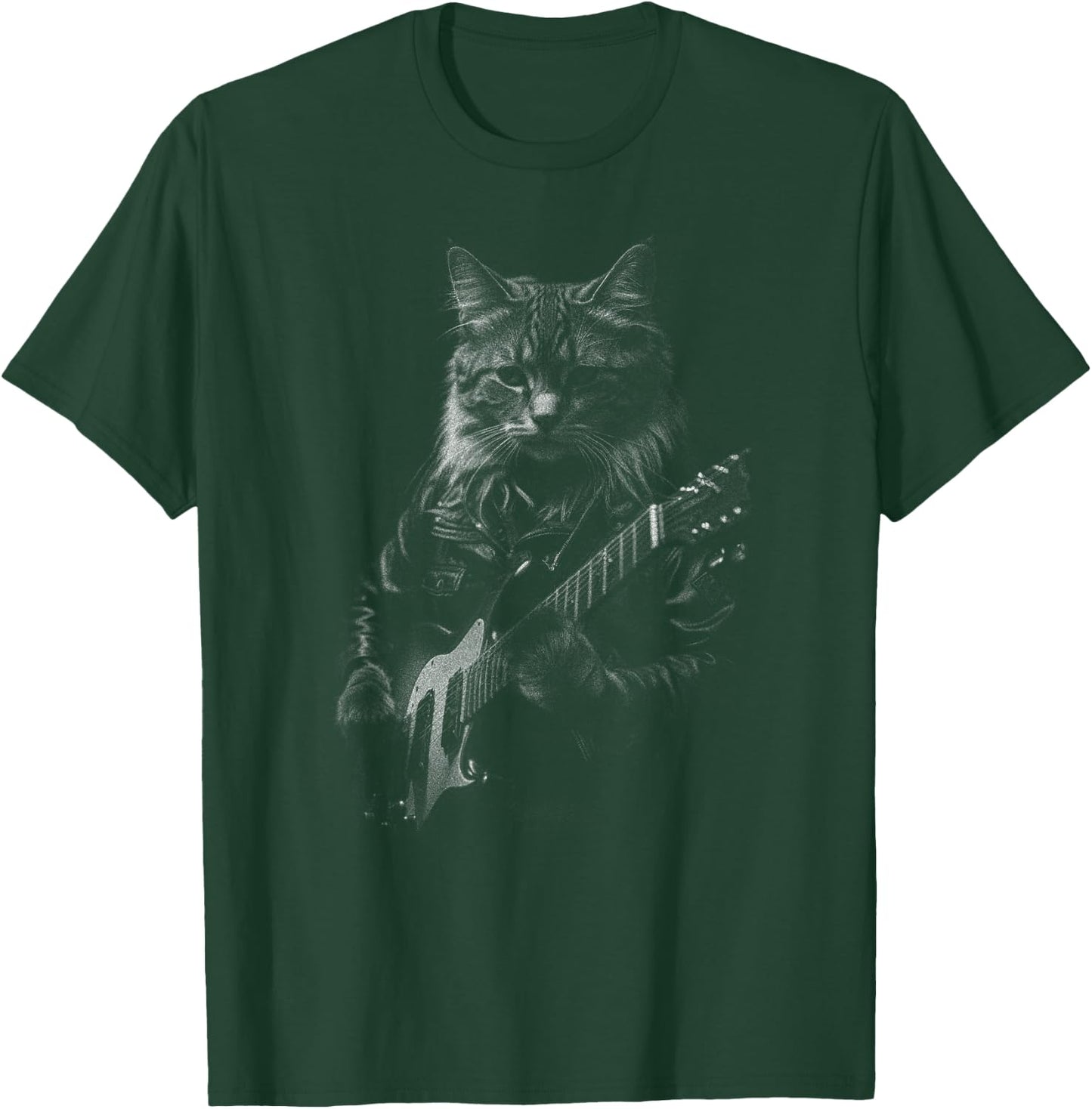 Rock Cat Playing Guitar woman Funny Guitar Cat T-Shirt - T-Shirt | Forest