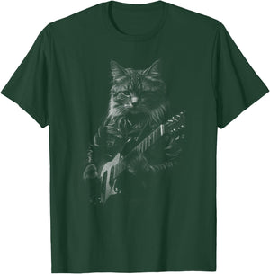 Rock Cat Playing Guitar woman Funny Guitar Cat T-Shirt - T-Shirt | Forest