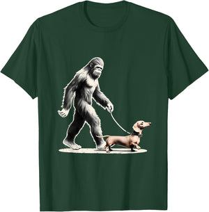 Bigfoot Walking Dachshund Funny Wiener Dog T-Shirt - T-Shirt | Forest