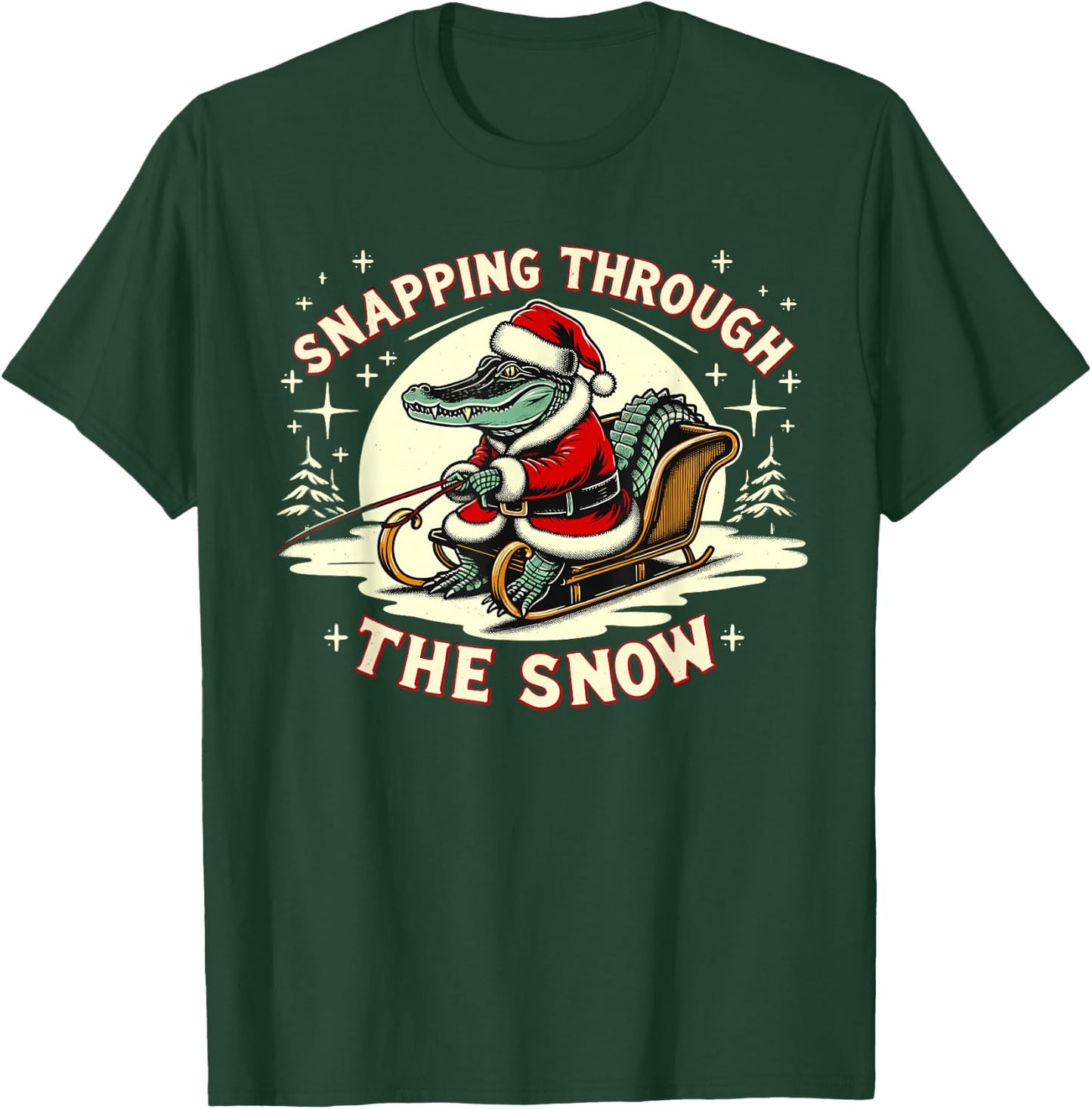 Alligator Snapping Through The Snow, Gator Hunting Christmas T-Shirt - T-Shirt | Forest