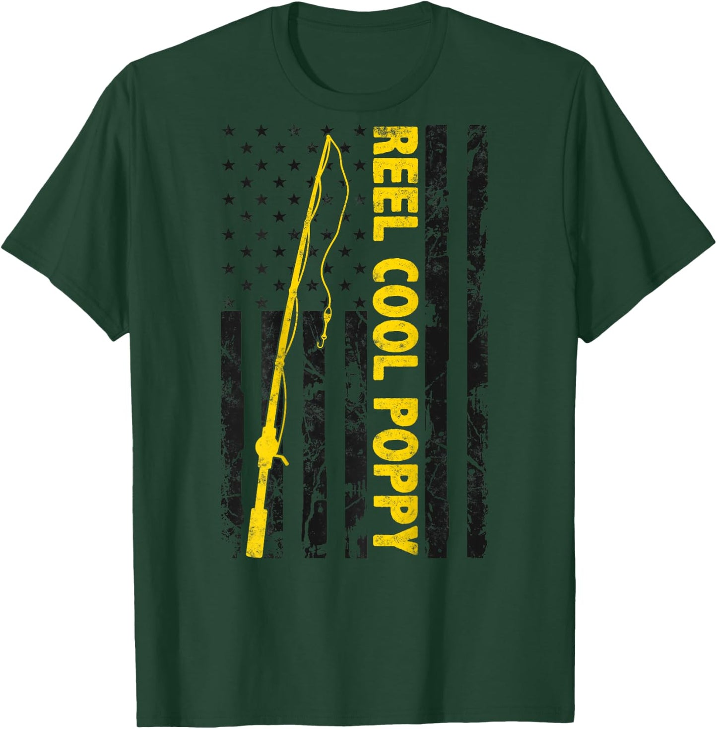 Reel cool Poppy Fishing American Flag gift Fisherman Poppy T-Shirt - T-Shirt | Forest