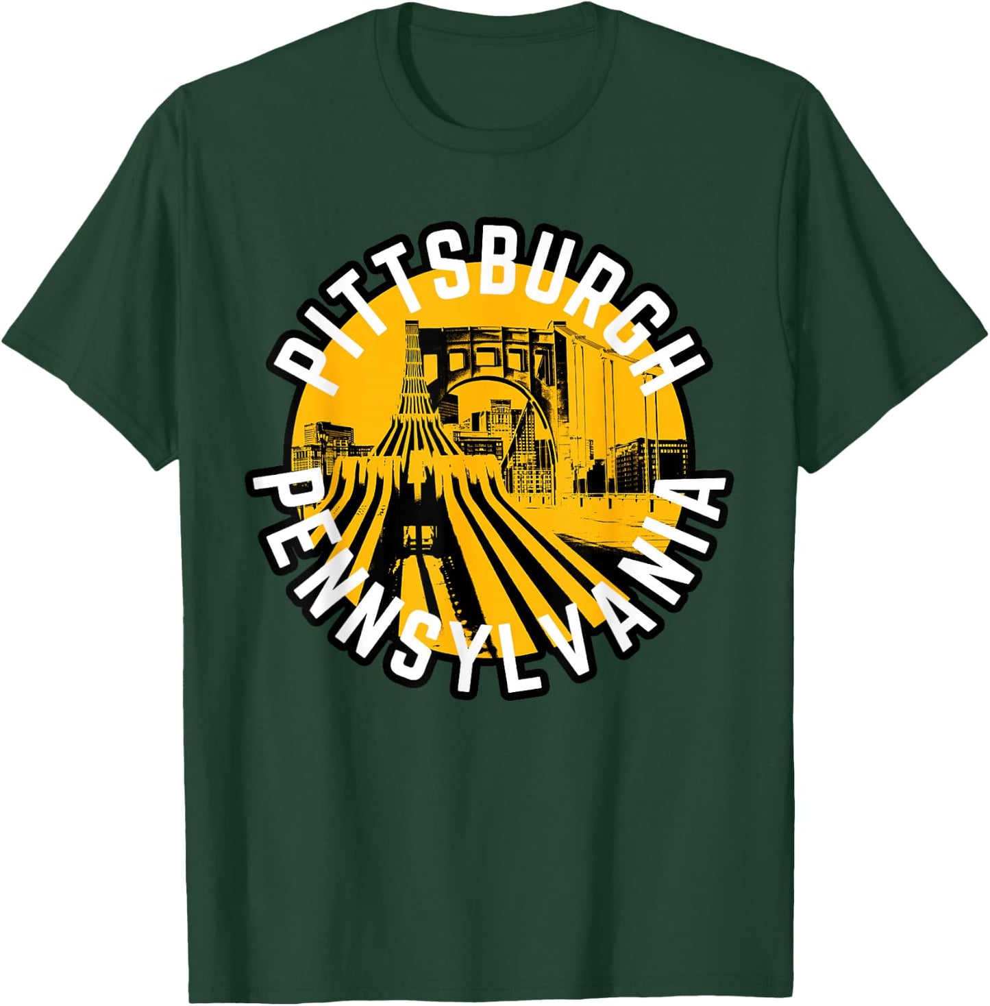 Pittsburgh Pennsylvania Steel City Skyline Bridge 412 Home T-Shirt - T-Shirt | Forest