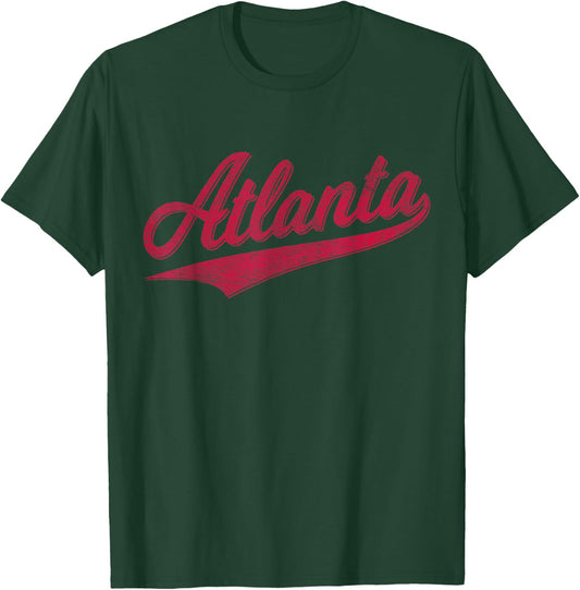 Atlanta Georgia Varsity Script Sports Jersey Vintage Style T-Shirt - T-Shirt | Forest