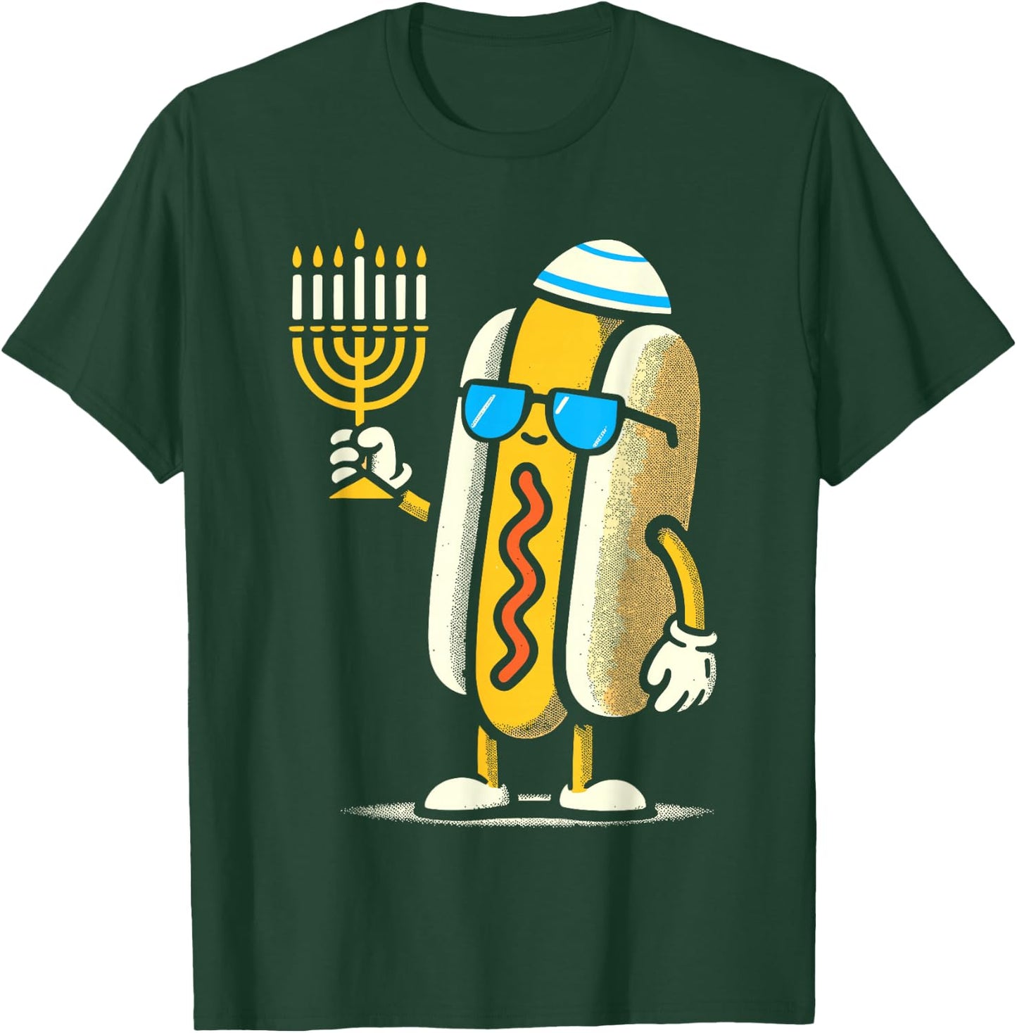 Jewish Hotdog Funny Hanukkah Pajamas Chanukah PJs T-Shirt - T-Shirt | Forest