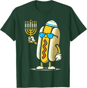Jewish Hotdog Funny Hanukkah Pajamas Chanukah PJs T-Shirt - T-Shirt | Forest