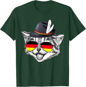 Cute Cat German Flag Oktoberfest Pride Germany Festival T-Shirt - T-Shirt | Forest