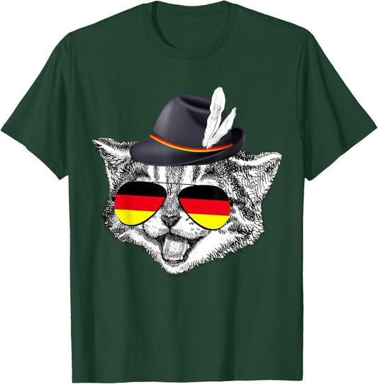 Cute Cat German Flag Oktoberfest Pride Germany Festival T-Shirt - T-Shirt | Forest