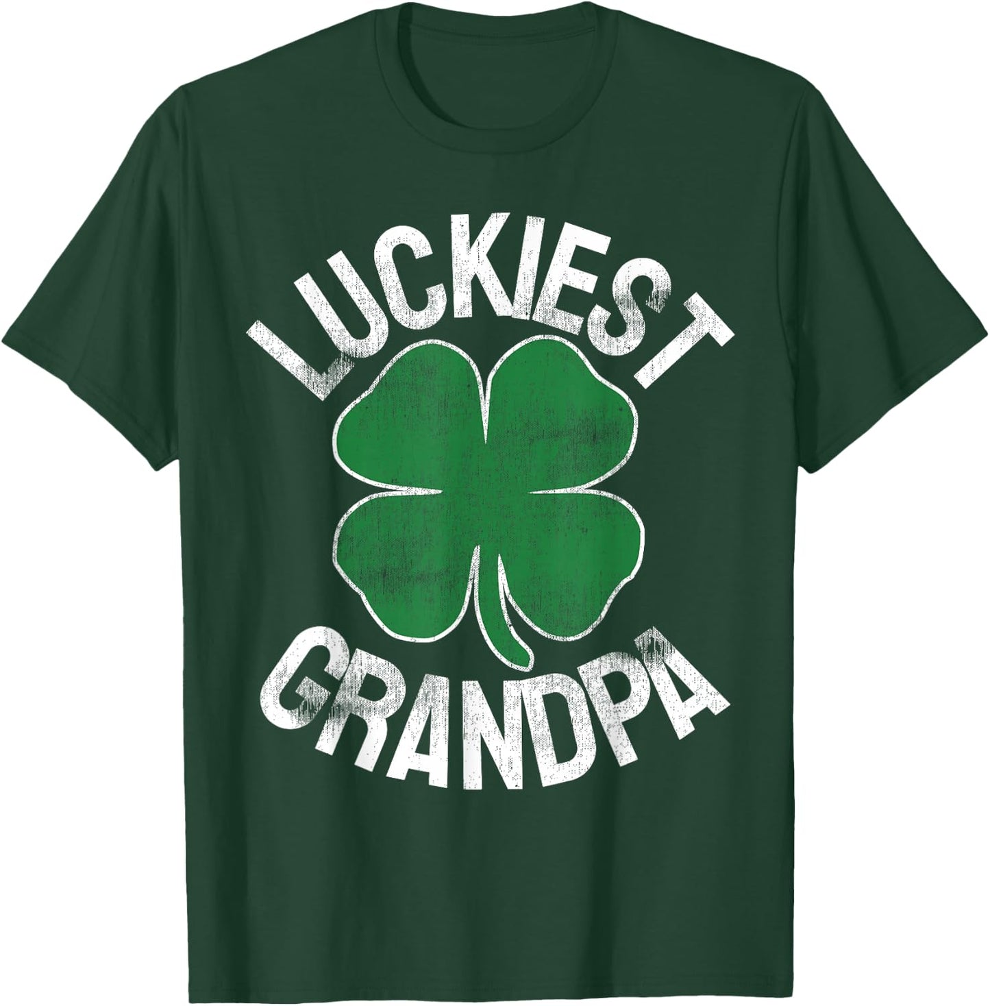 Luckiest Grandpa St Patrick's Day Shamrock Irish Men Gift T-Shirt - T-Shirt | Forest