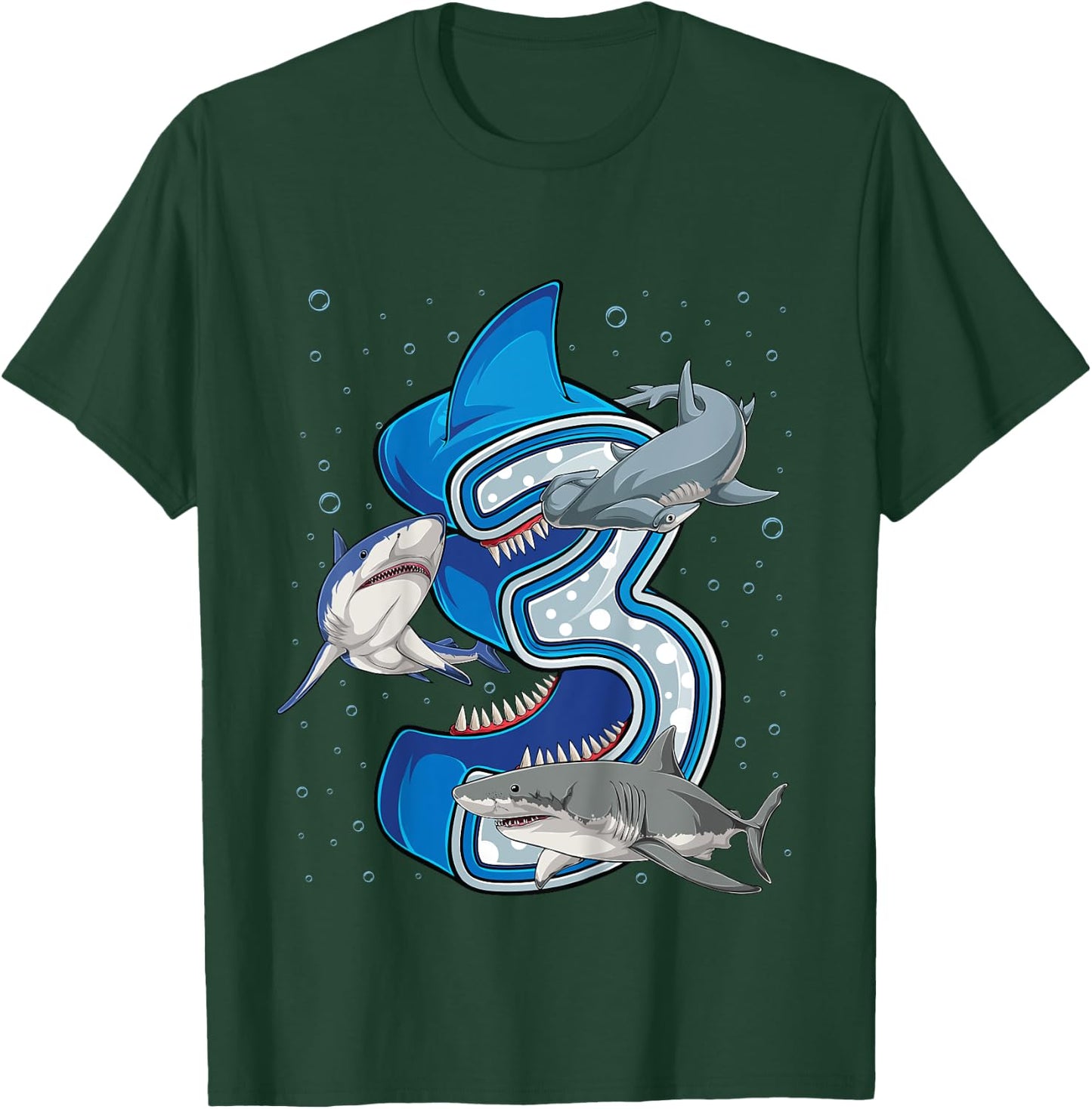 Kids 3rd Birthday Boys Shark 3 years Old Ocean Shark B-day T-Shirt - T-Shirt | Forest