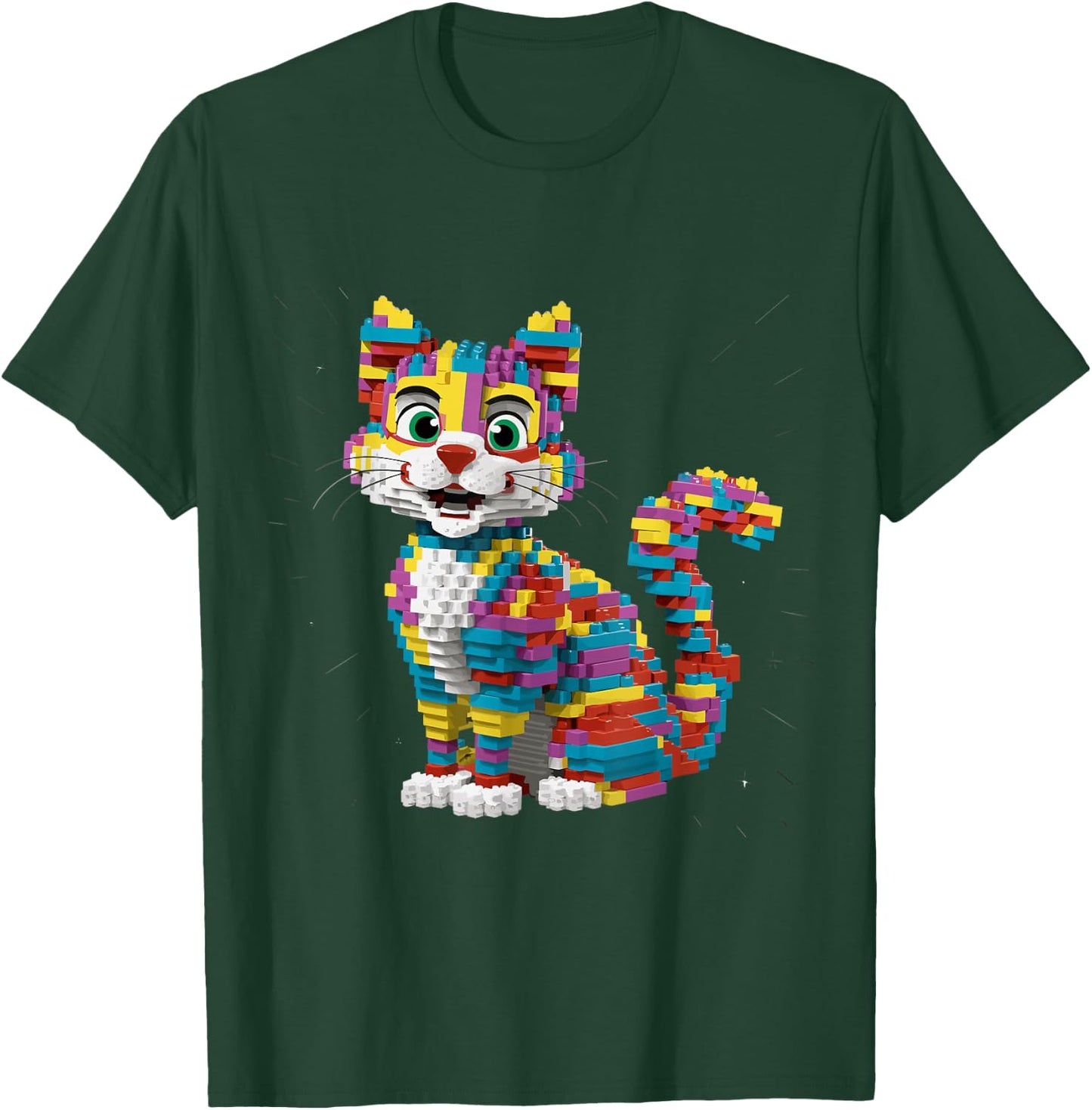Master Builder Kids Building Blocks Cat Brick Builder T-Shirt - T-Shirt | Forest