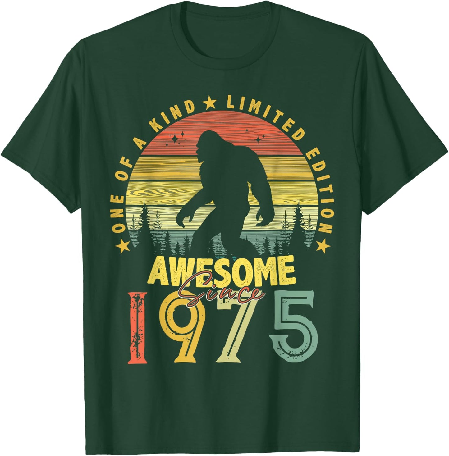 Awesome Since 1975 49th Birthday Gifts Bigfoot Born in 1975 T-Shirt - T-Shirt | Forest