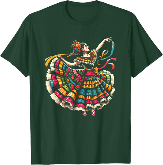 Ballet Folklorico Dancer Mexico Traditional Mexican Dance T-Shirt - T-Shirt | Forest