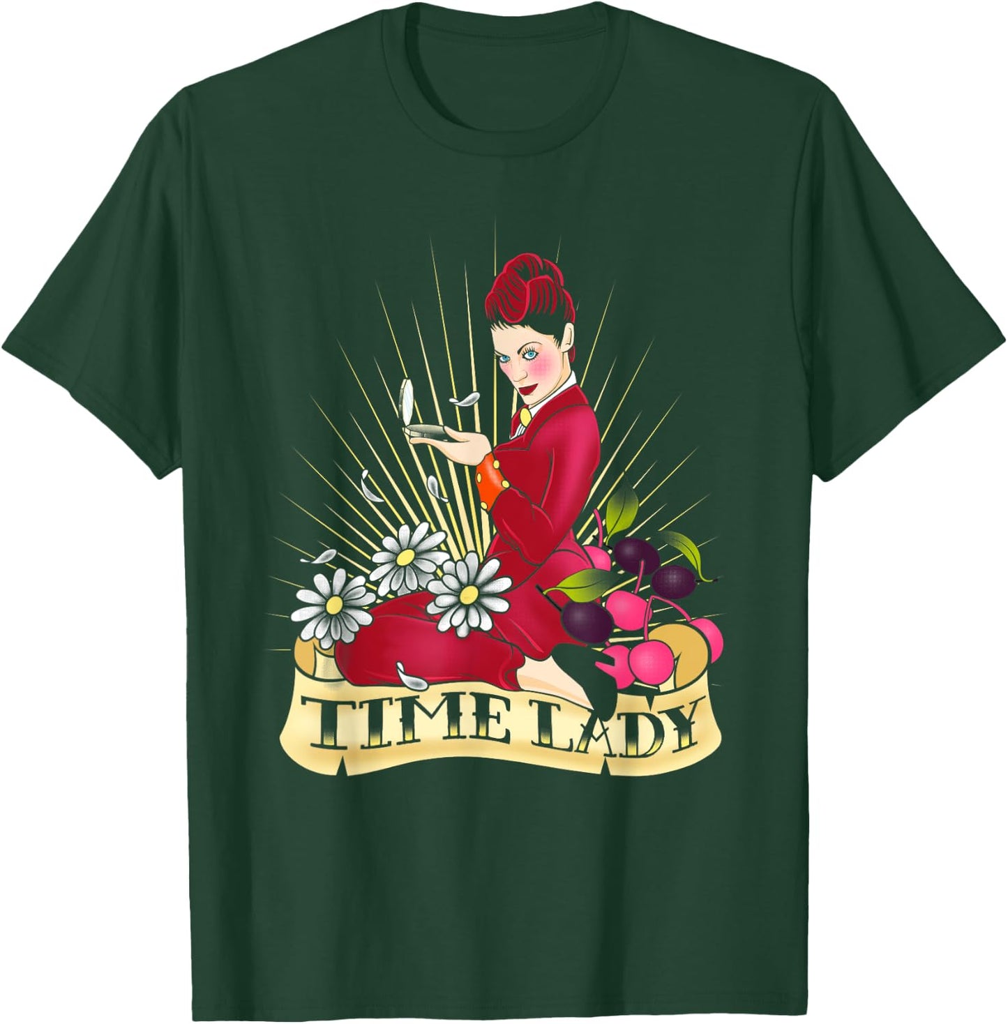 Doctor Who Rockabilly Missy Time Lady Vintage TimeTravel Fan - Women's -Adults Black Cotton Classic Fit Short Sleeve - Small T-Shirt - T-Shirt | Forest
