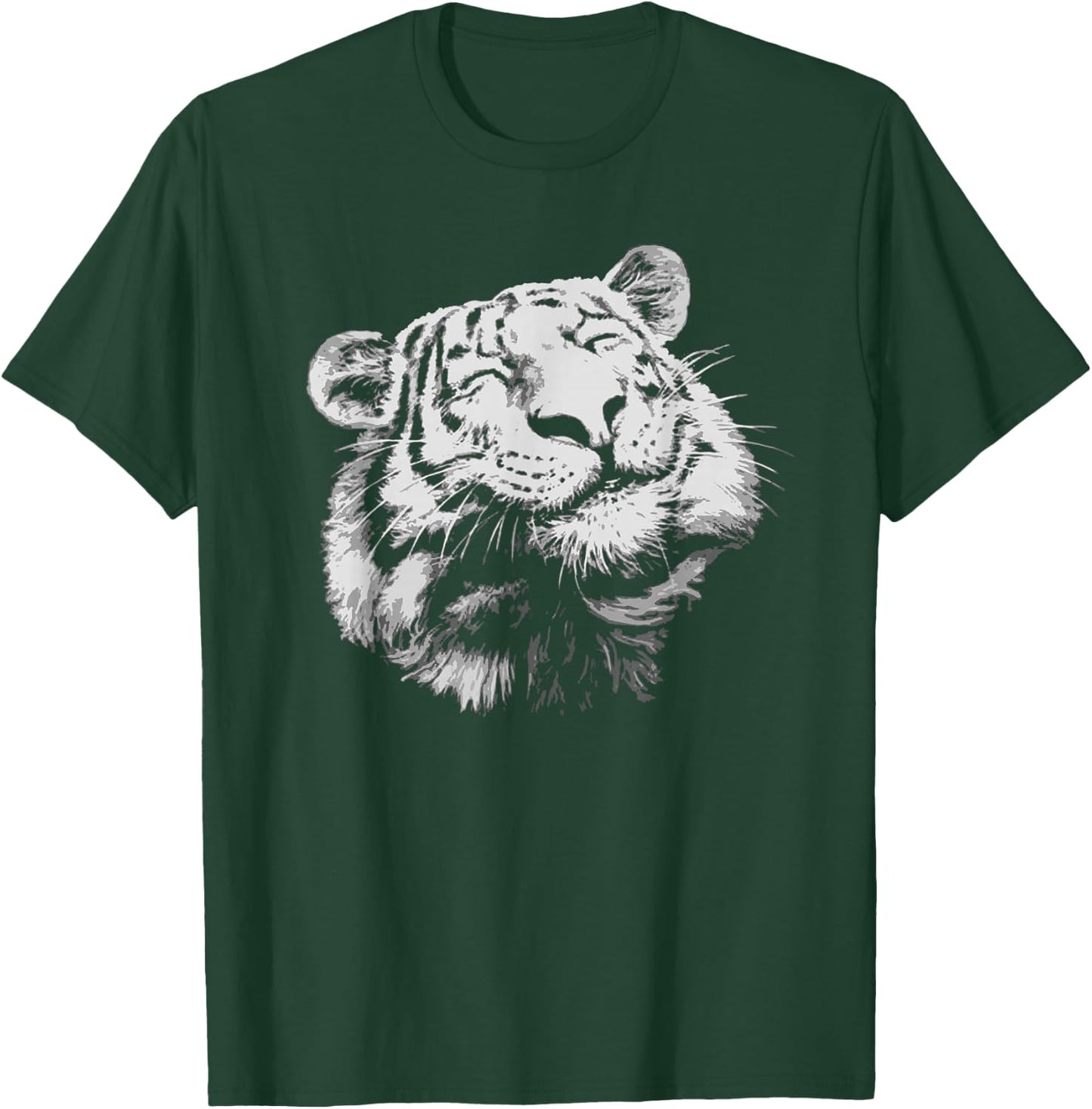 Happy Tiger Face Cute Furry Tiger Big Cat King Get Em 80s T-Shirt - T-Shirt | Forest