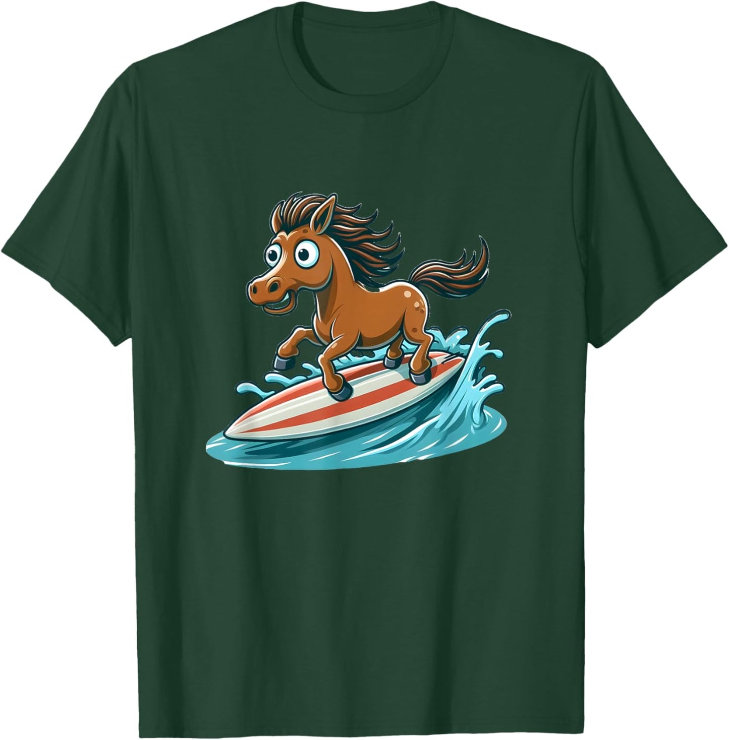 Horse Surfing on a Surfboard T-Shirt - T-Shirt | Forest