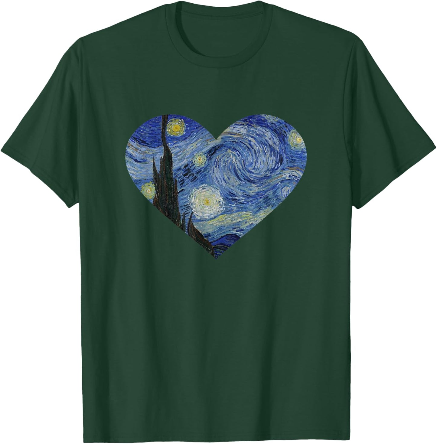 Starry Night Heart by Vincent van Gogh | Famous Painting T-Shirt - T-Shirt | Forest