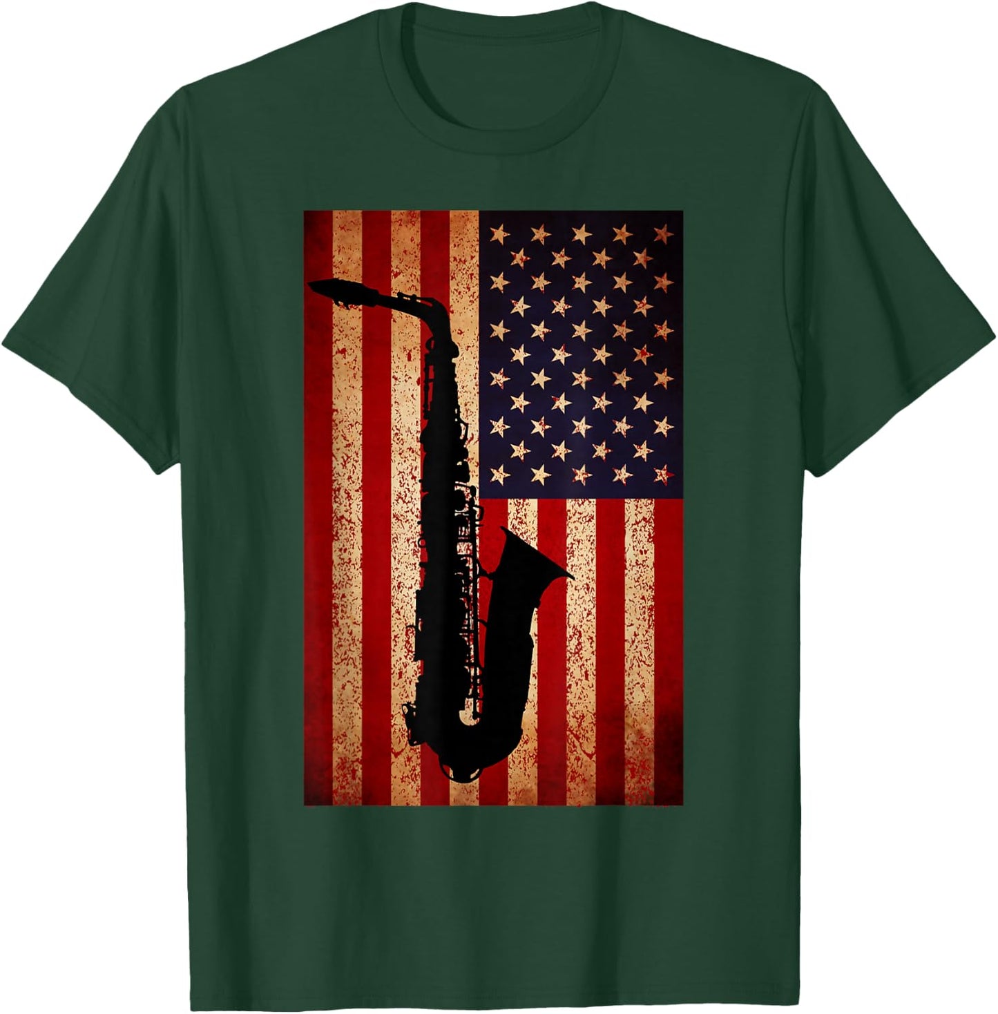 Vintage American Flag Saxophone Funny Sax Music Player Gifts Small T-Shirt - T-Shirt | Forest