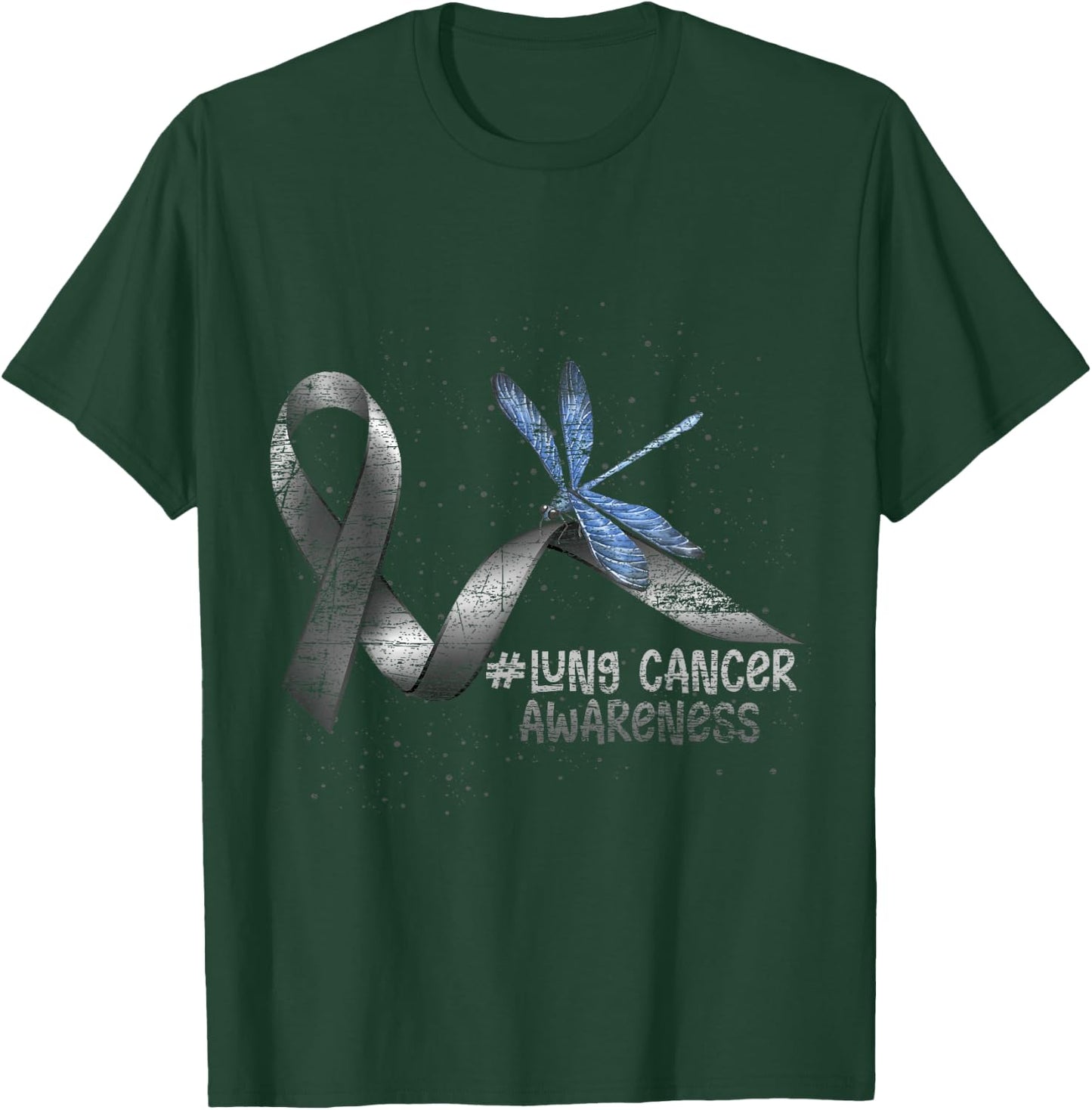 Pretty White Ribbon Support Dragonfly Lung Cancer T-Shirt - T-Shirt | Forest