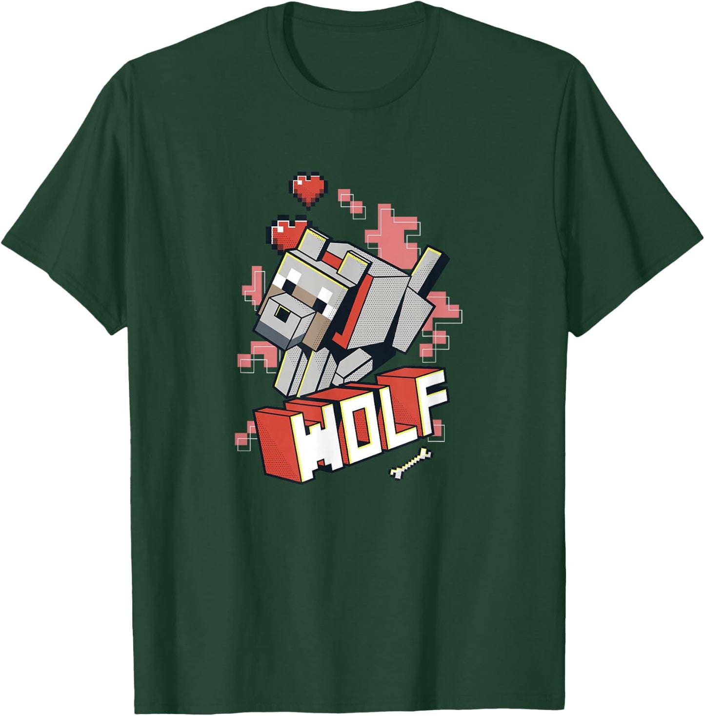Minecraft Wolf Hero Love T-Shirt - T-Shirt | Forest