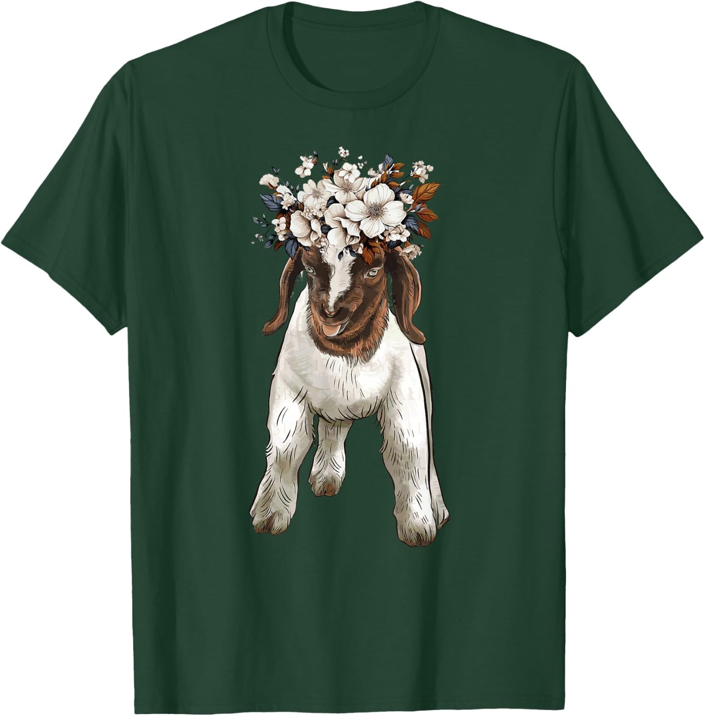 Boer goat with flower, show boer baby goat T-Shirt - T-Shirt | Forest