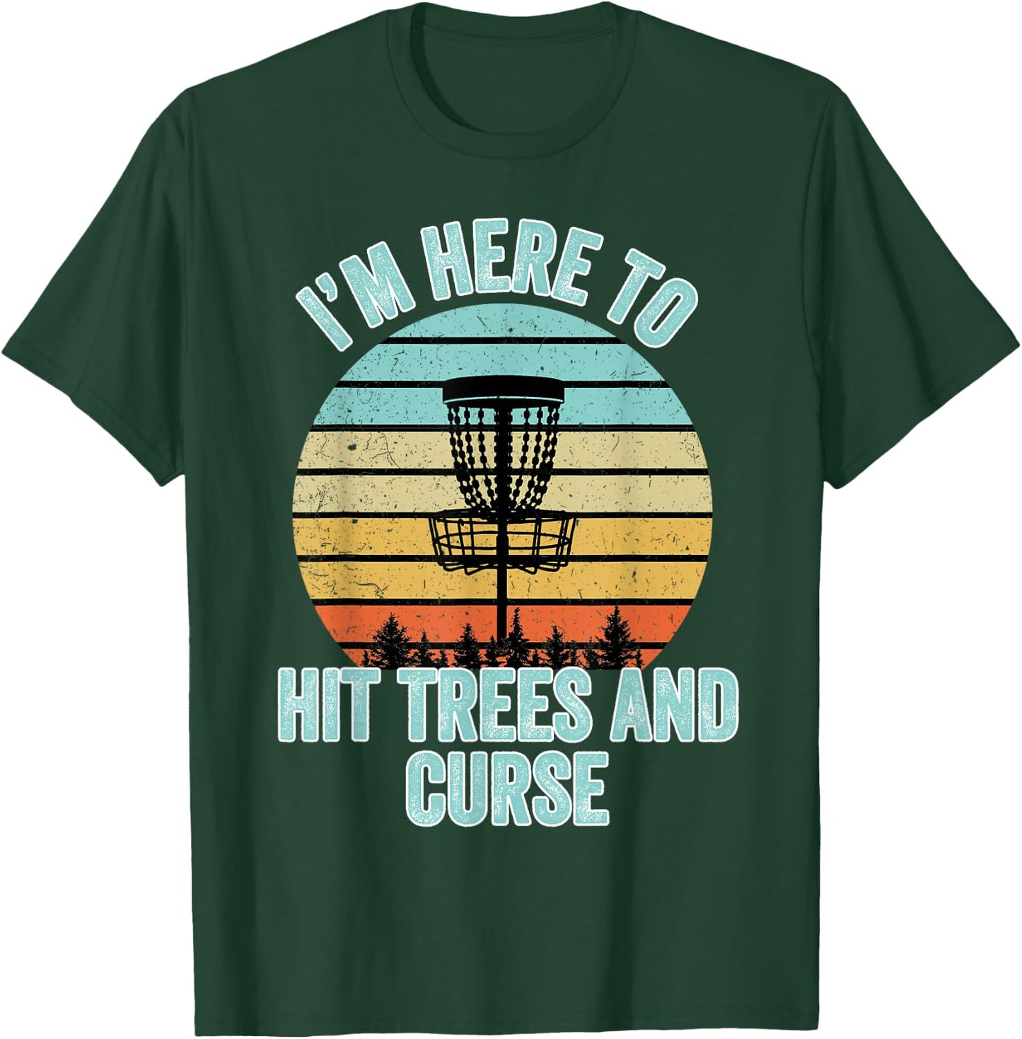 Disc Golf Shirt Funny Hit Trees and Curse Retro Disc Golf Gi T-Shirt - T-Shirt | Forest