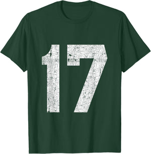 #17 Jersey Uniform Varsity Athletic Sports, 17th Birthday T-Shirt - T-Shirt | Forest