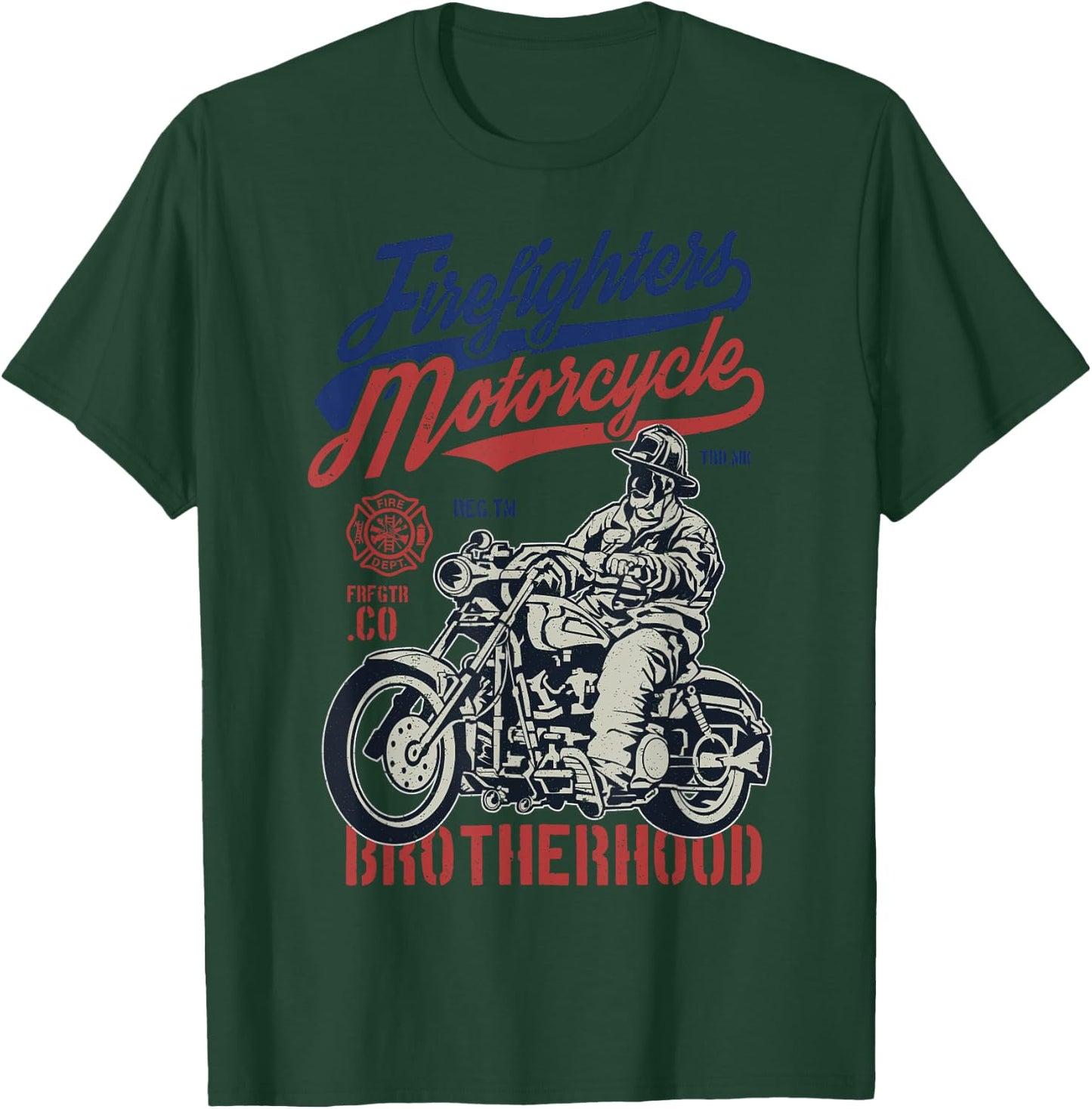 Classic Fireman Motorcycle Brotherhood Gift T-Shirt - T-Shirt | Forest