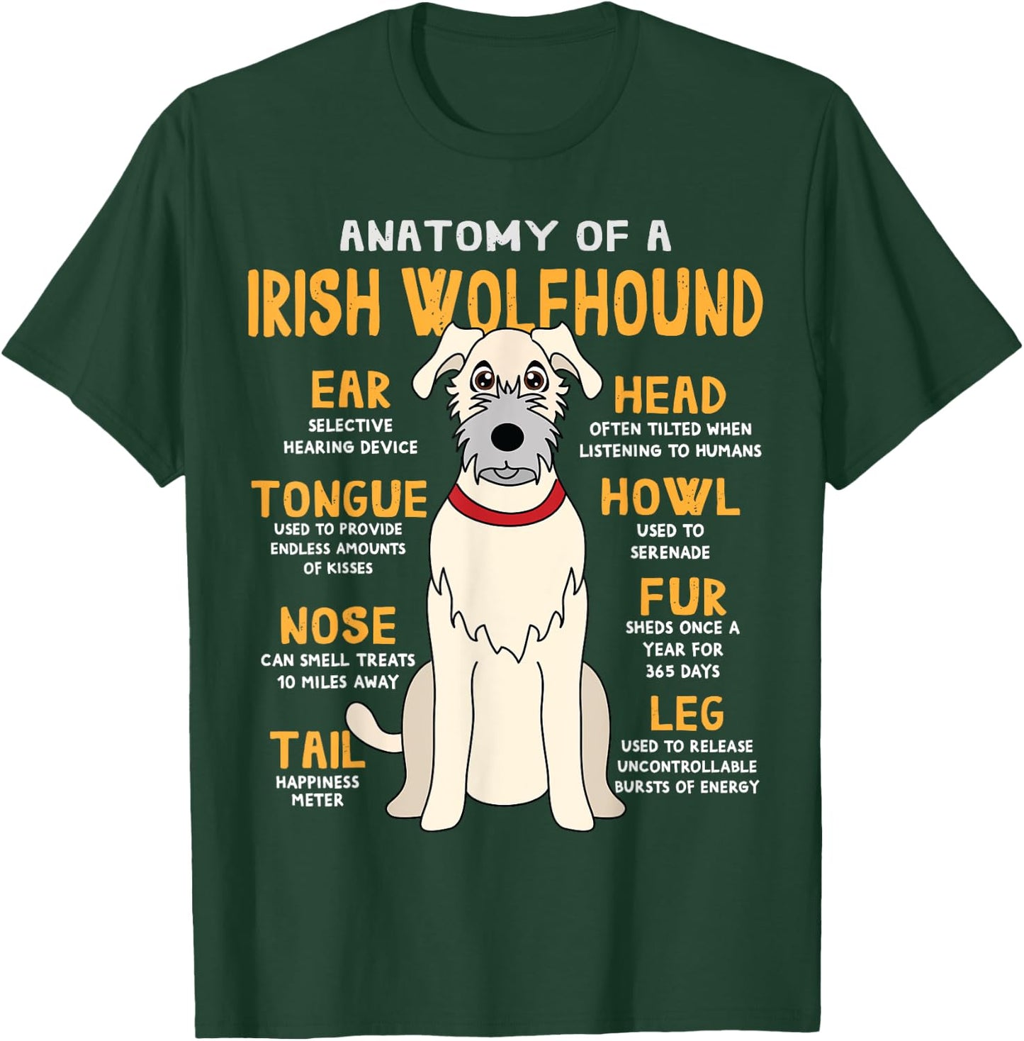 Irish Wolfhound Anatomy Funny Dog Mom Dad Gift Women Girls Kids T-Shirt - T-Shirt | Forest