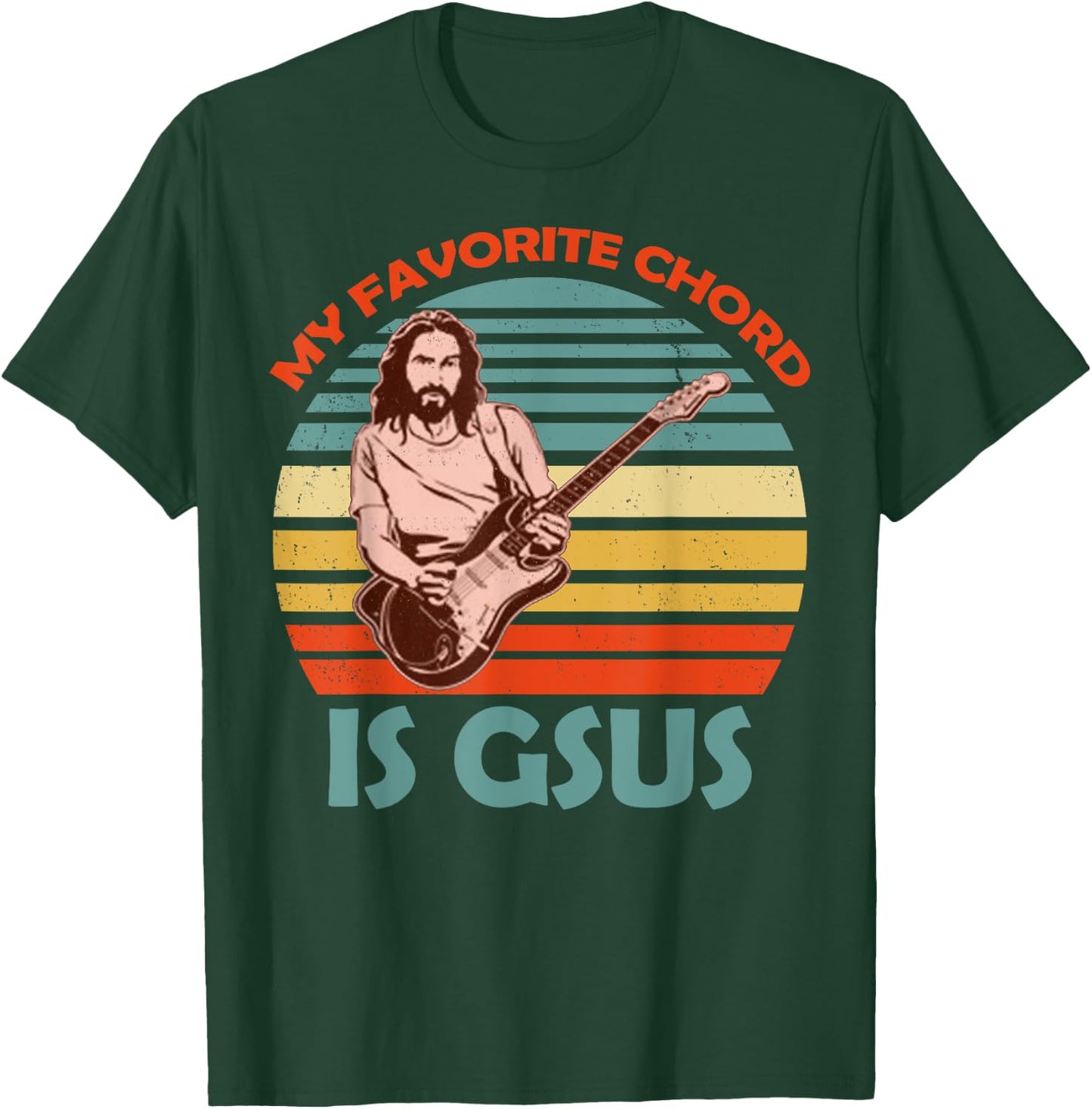 My Favorite Chord Is Gsus Jesus Co. Gsus Jesus Guitarist Guitar Vintage Black Adult T-Shirt - T-Shirt | Forest