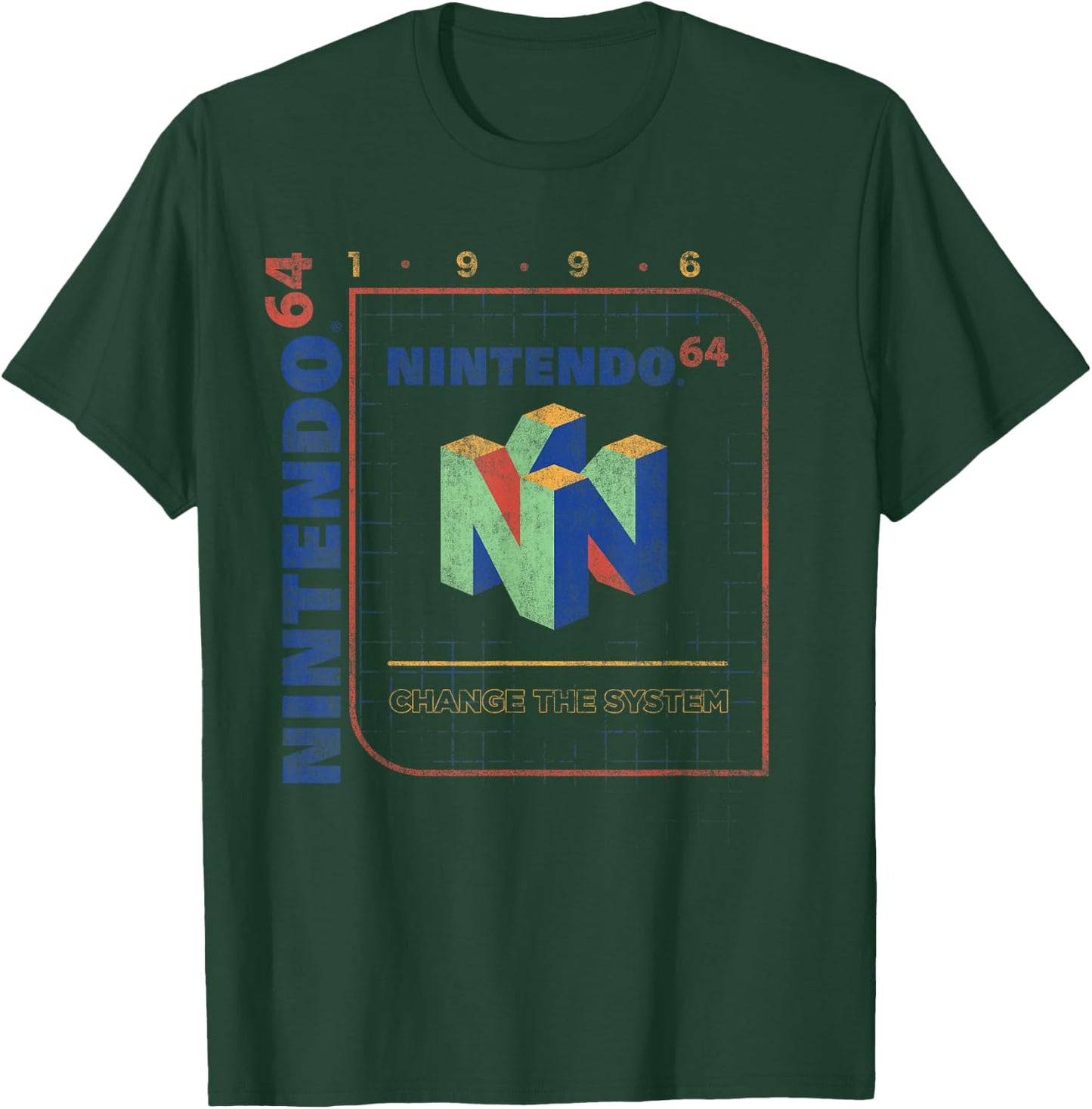 Nintendo 64 Change The System 1996 Vintage Retro Cube Logo T-Shirt - T-Shirt | Forest