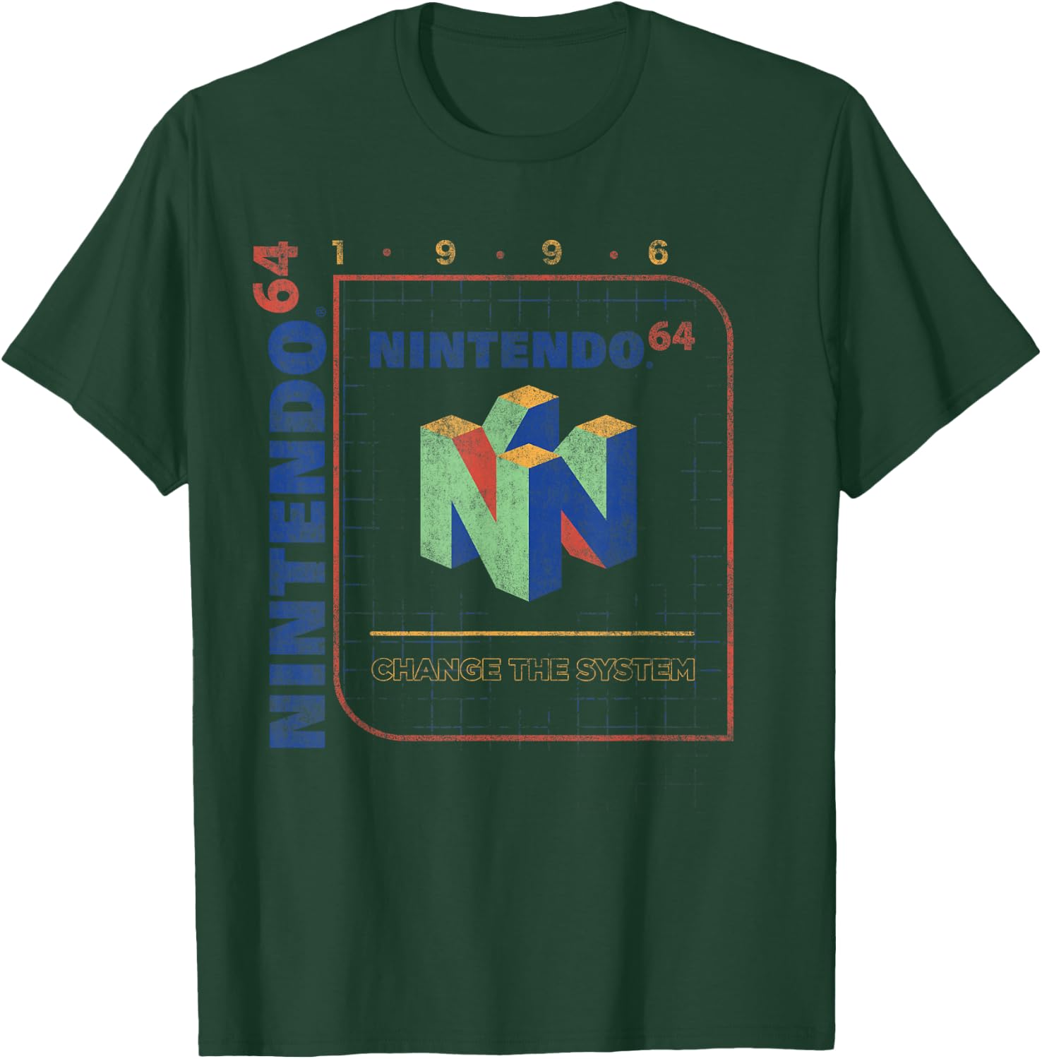 Nintendo 64 Change The System 1996 Vintage Retro Cube Logo T-Shirt - T-Shirt | Forest