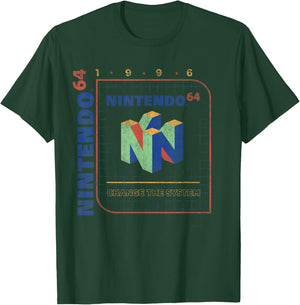 Nintendo 64 Change The System 1996 Vintage Retro Cube Logo T-Shirt - T-Shirt | Forest