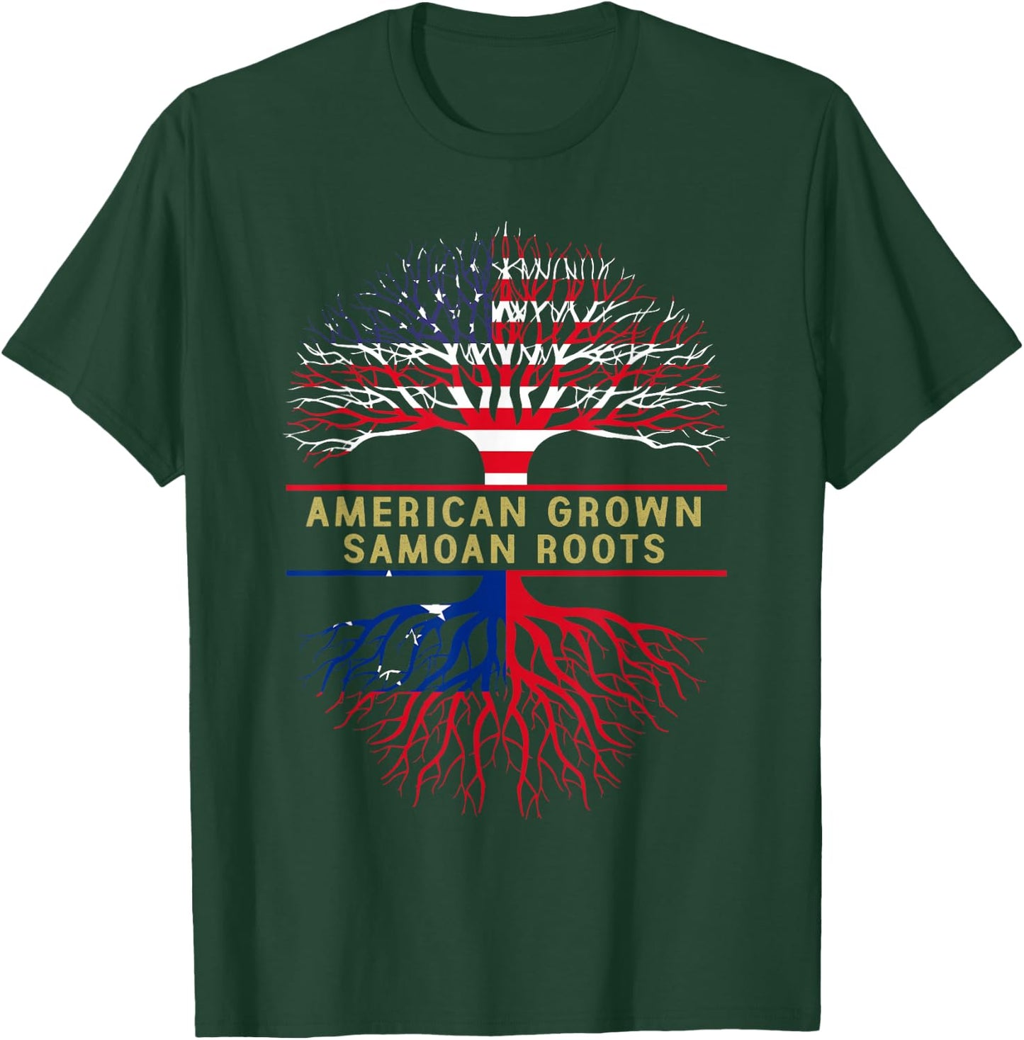 American Grown Samoan Roots America Samoa Tree Flag T-Shirt - T-Shirt | Forest